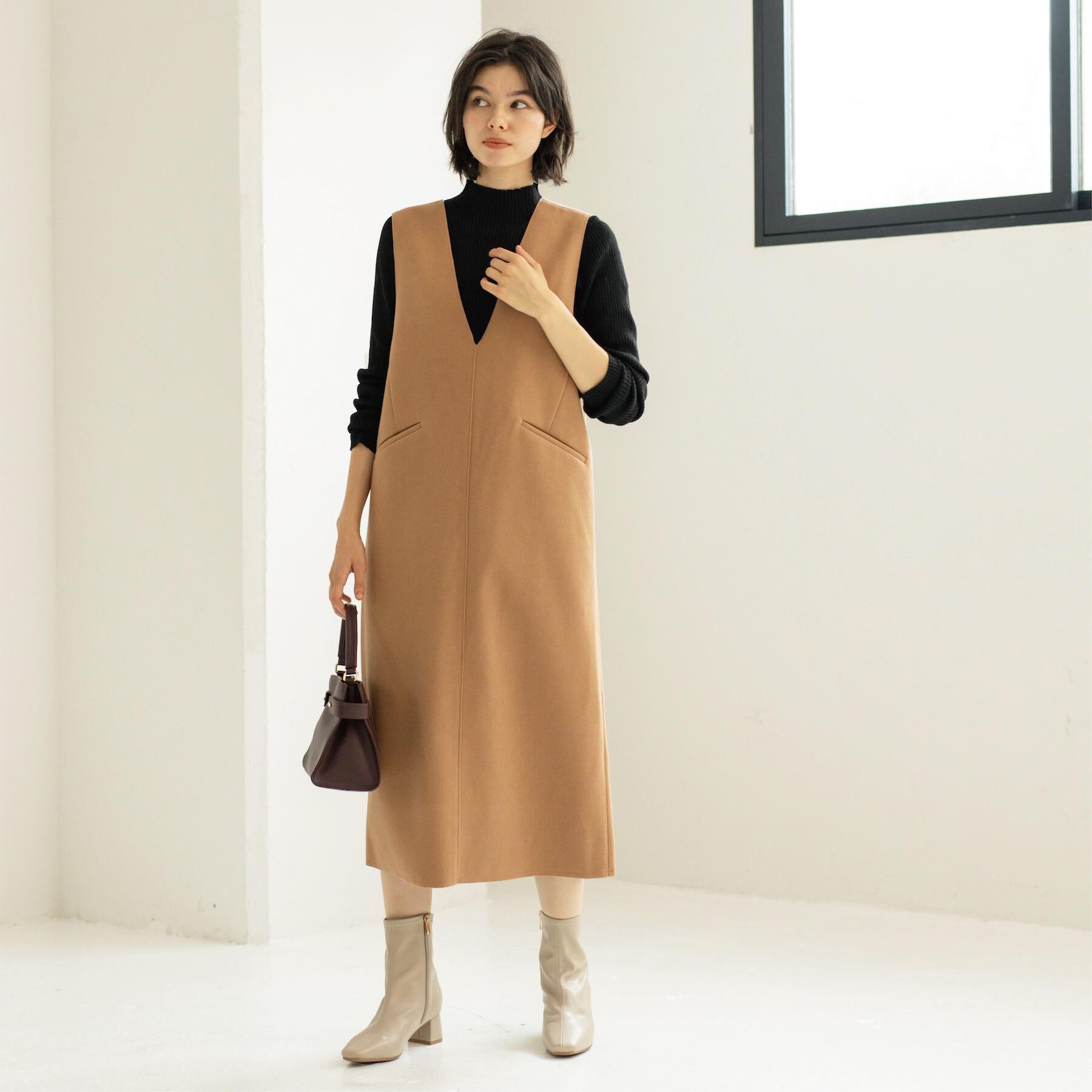 OPAQUE.CLIP「ウールライクジャンパードレス【洗濯機洗い可】」|ワンピース|