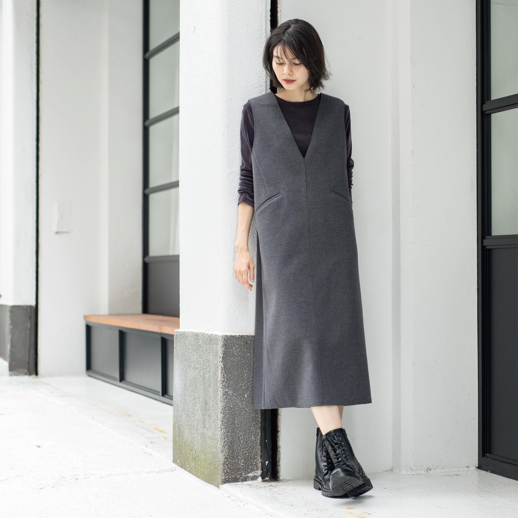 OPAQUE.CLIP「ウールライクジャンパードレス【洗濯機洗い可】」|ワンピース|