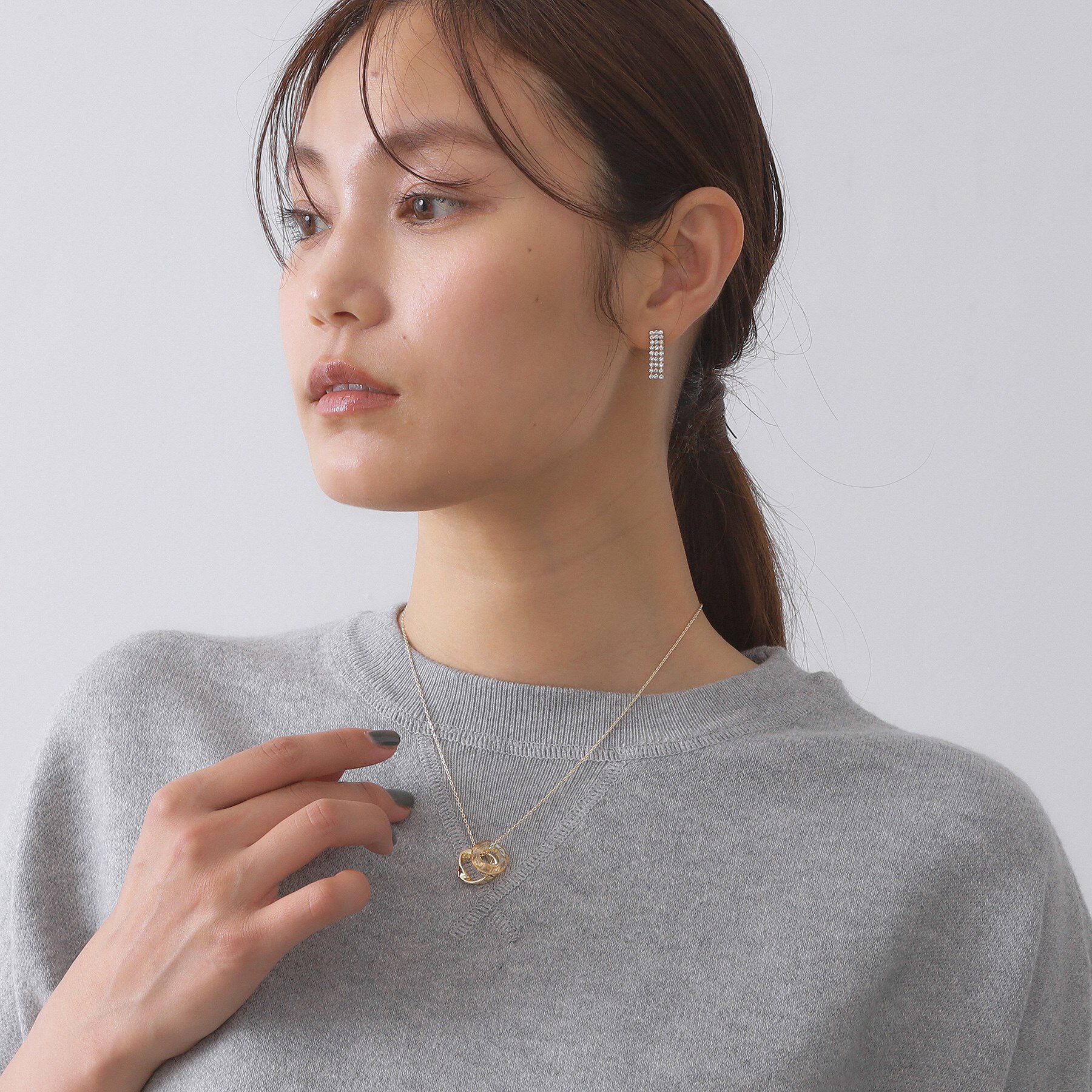 OPAQUE.CLIP「メタル&times;クリアダブルリングネックレス」|ネックレス|