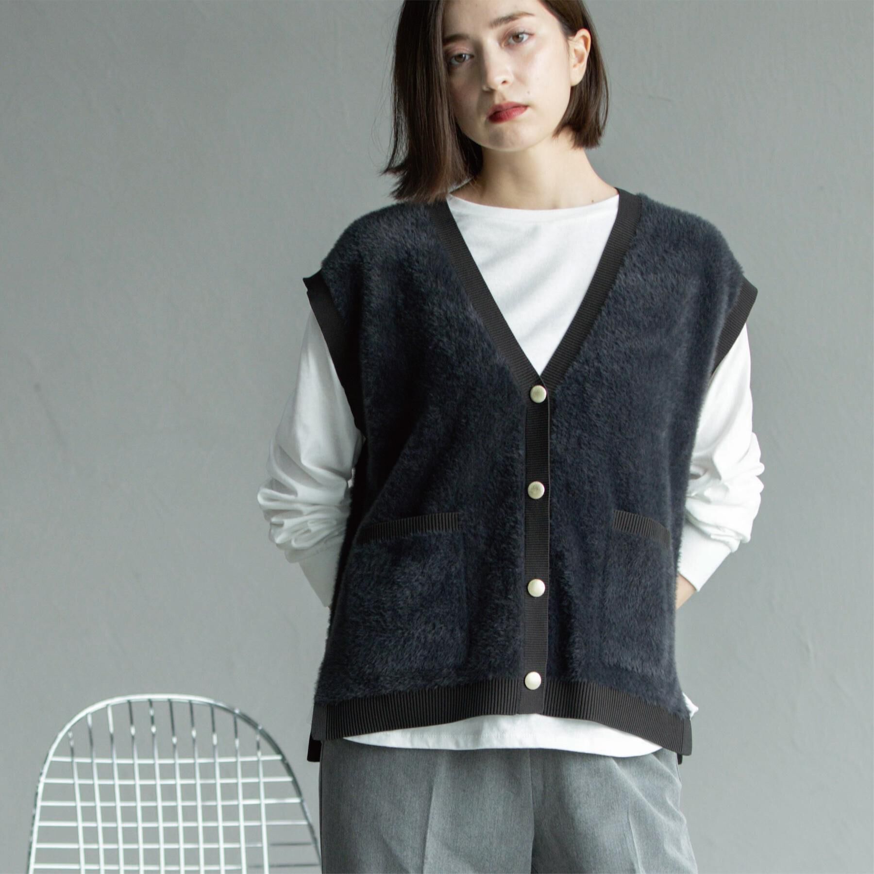 OPAQUE.CLIP「フェザーヤーンニットベスト【洗濯機OK/抗ピル】」|ニット・セーター|
