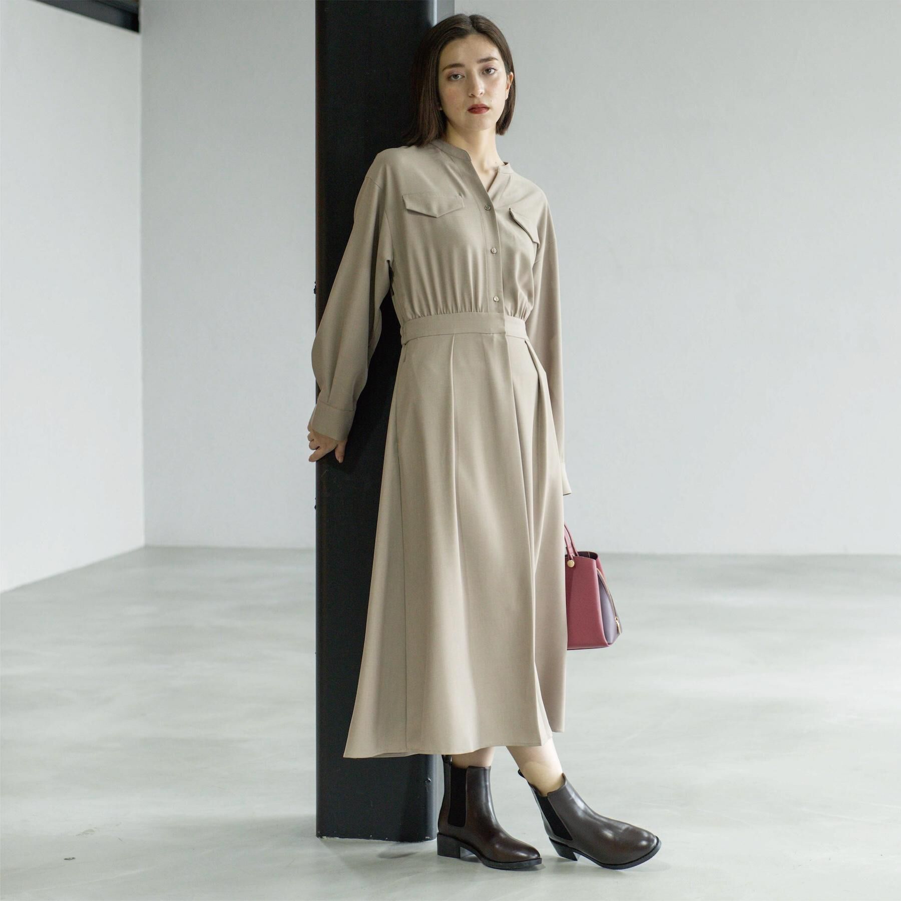 OPAQUE.CLIP「ウールライクフィット＆フレアワンピース【洗濯機OK】」|ワンピース|