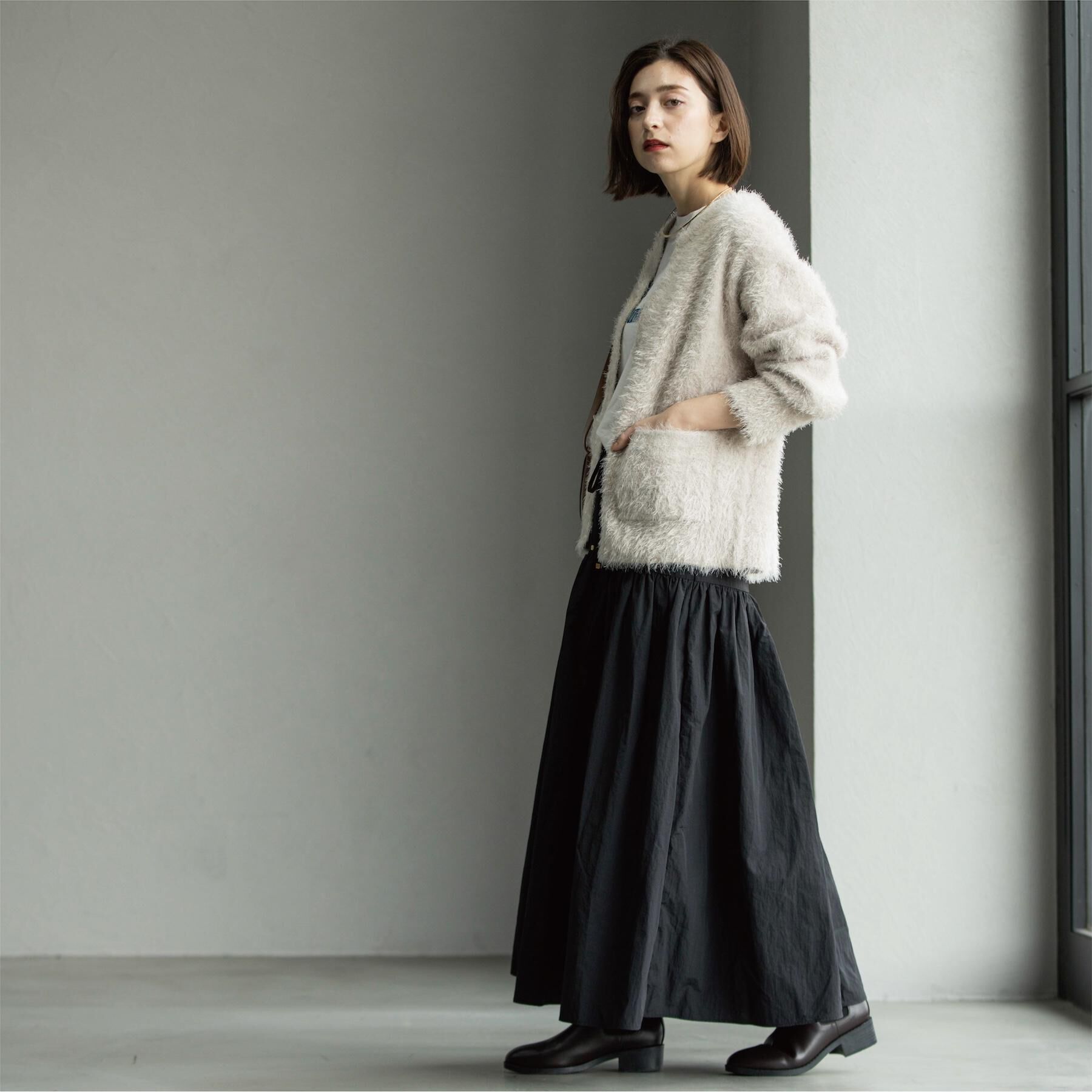 OPAQUE.CLIP「シャギーミドルカーディガン【洗濯機OK】《6col》」|カーディガン|