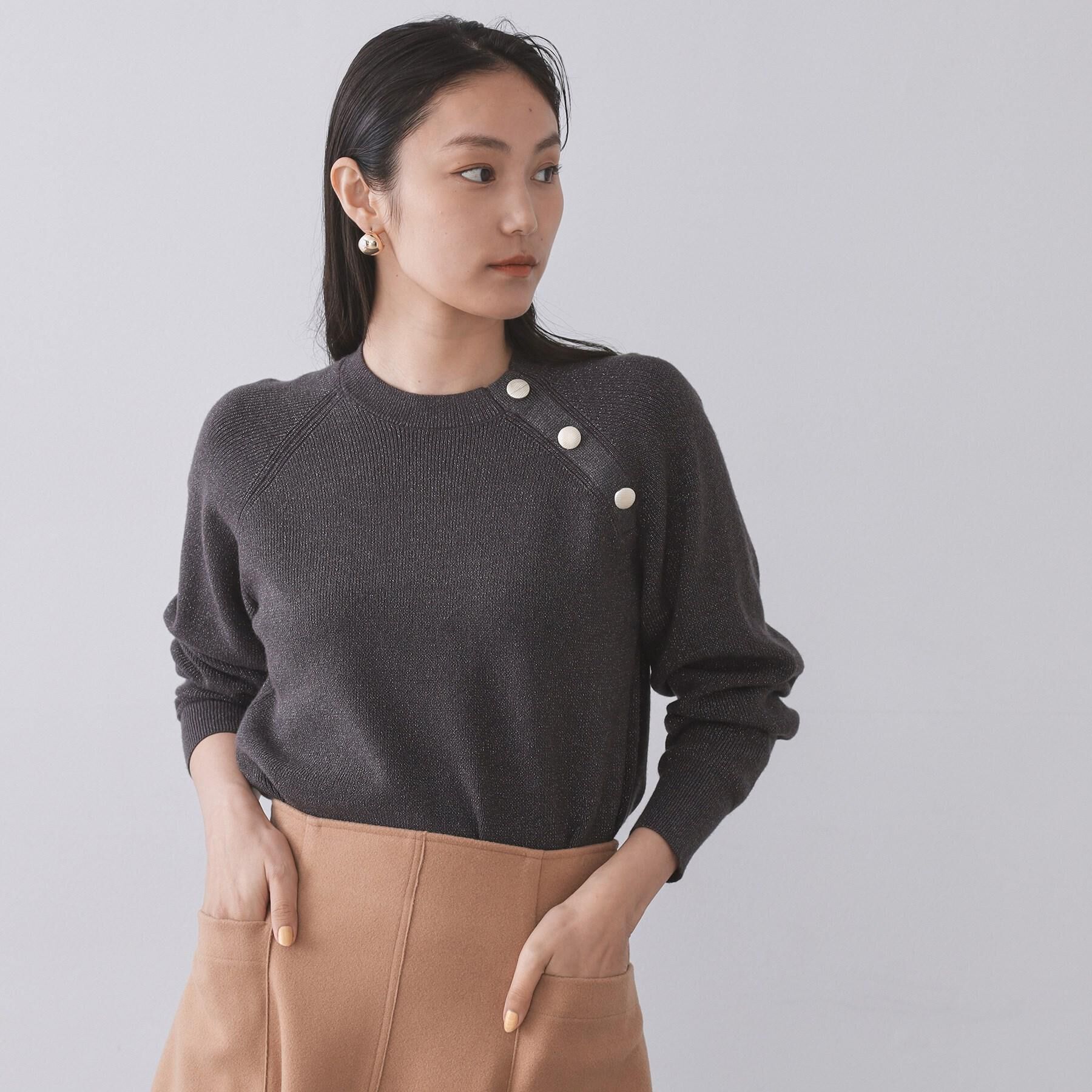 OPAQUE.CLIP「ボタンデザインラメニット【洗濯機OK】」|ニット・セーター|