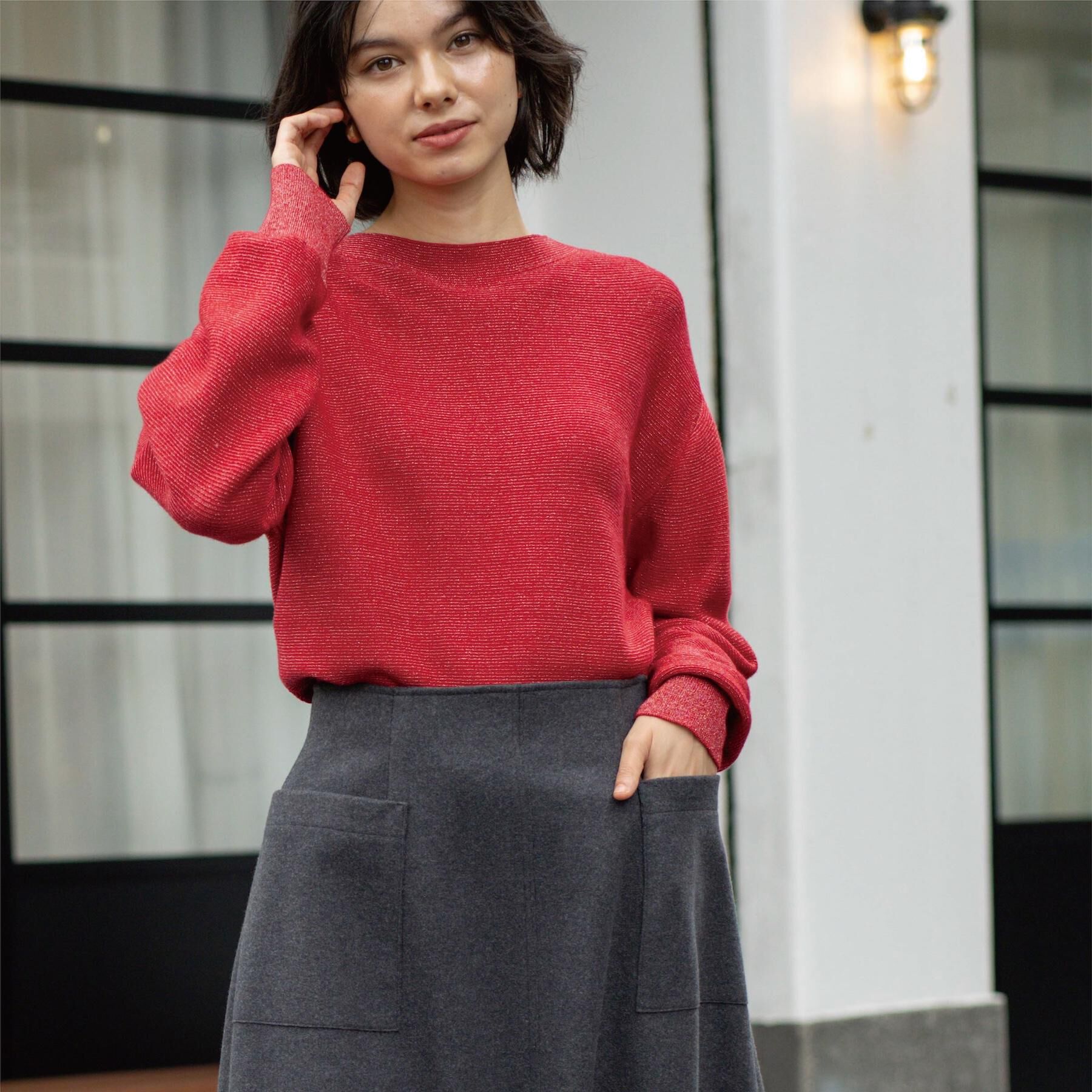 OPAQUE.CLIP「ラメガーターボートネックニット【洗濯機OK】」|ニット・セーター|