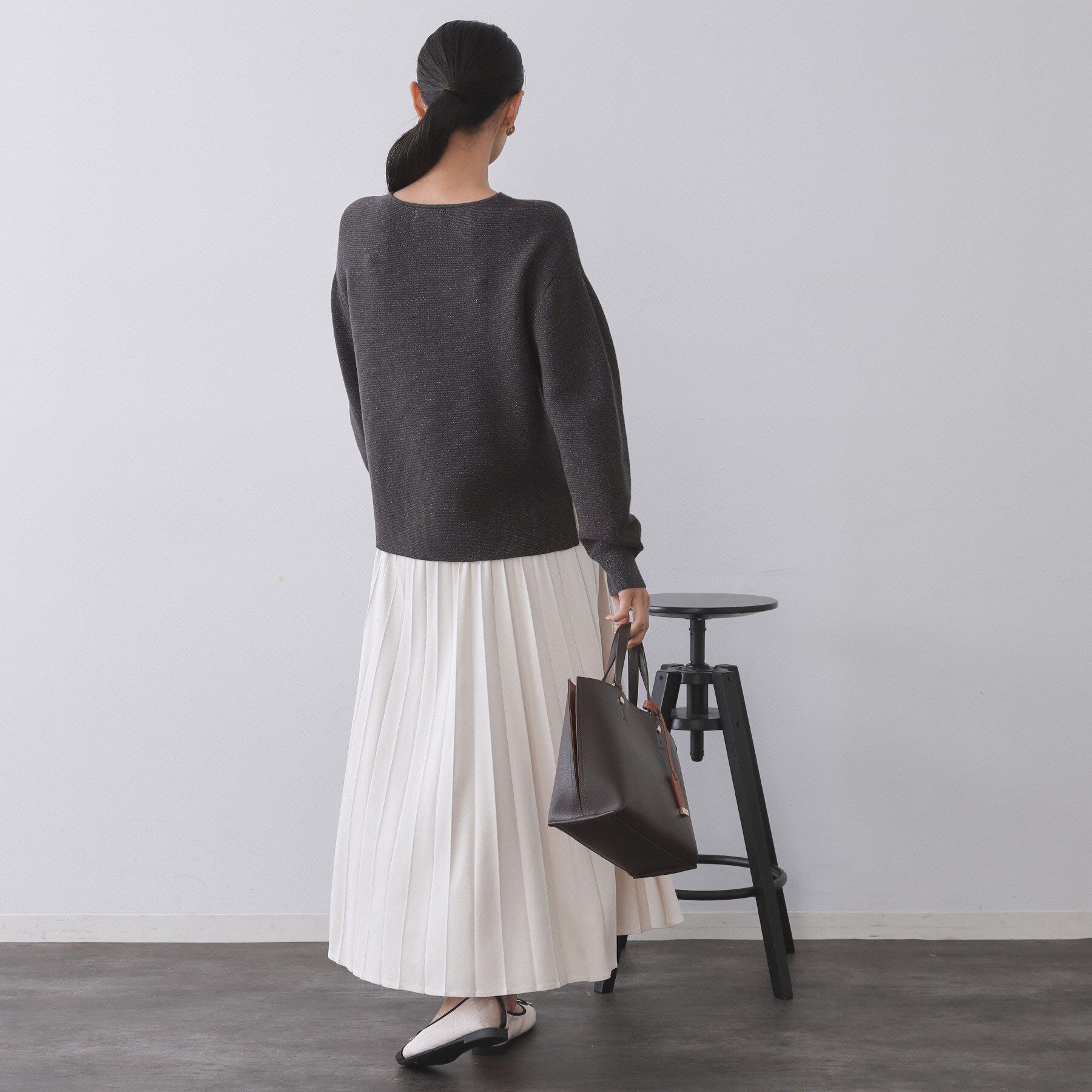 OPAQUE.CLIP「ラメガーターボートネックニット【洗濯機OK】」|ニット・セーター|