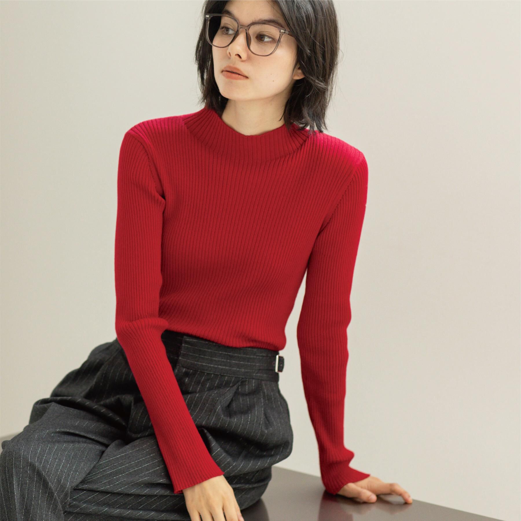 OPAQUE.CLIP「ハイネックリブニット【洗濯機OK】」|ニット・セーター|