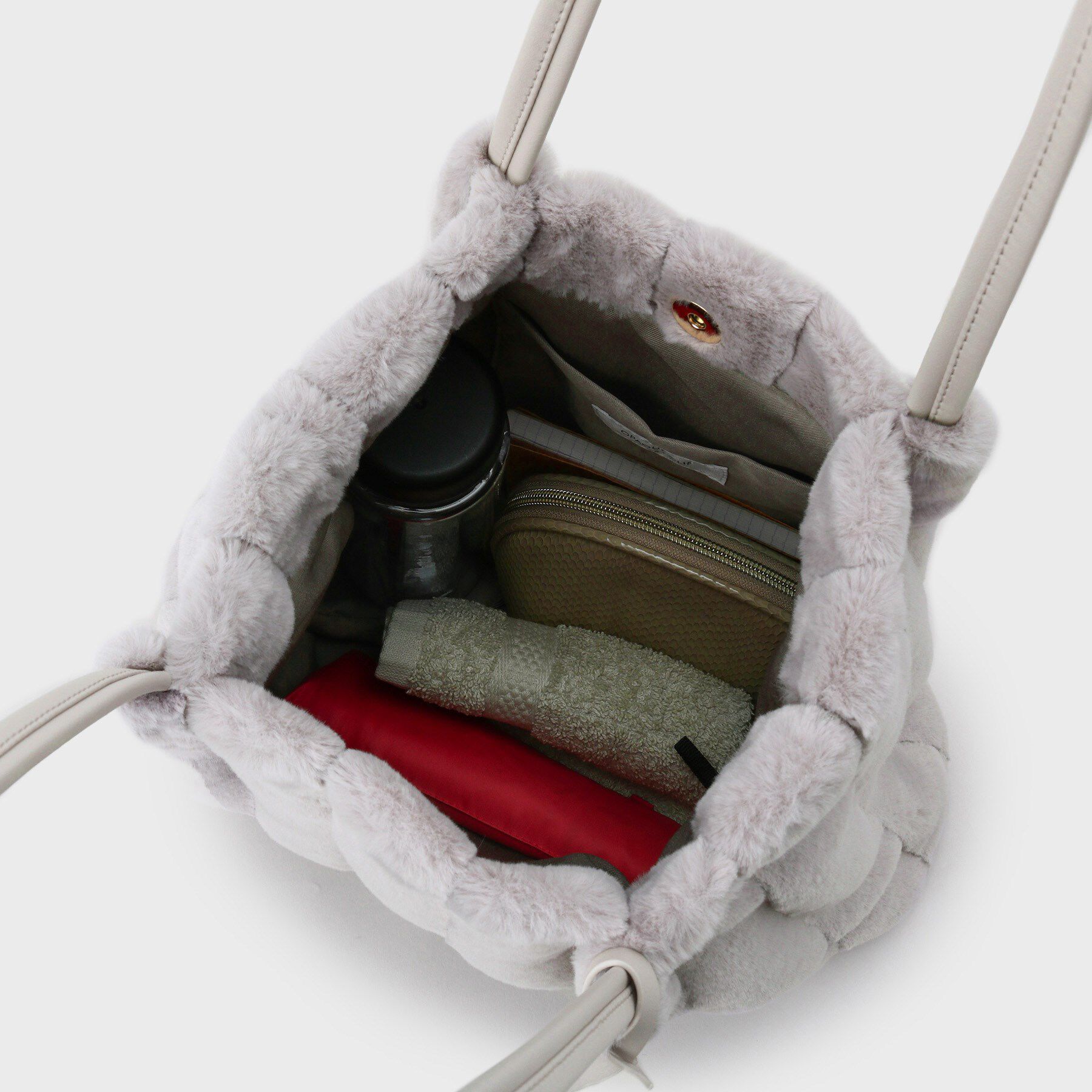 OPAQUE.CLIP「【A4サイズ対応／マチ付き】ストライプフェイクファートートバッグ」|トートバッグ|