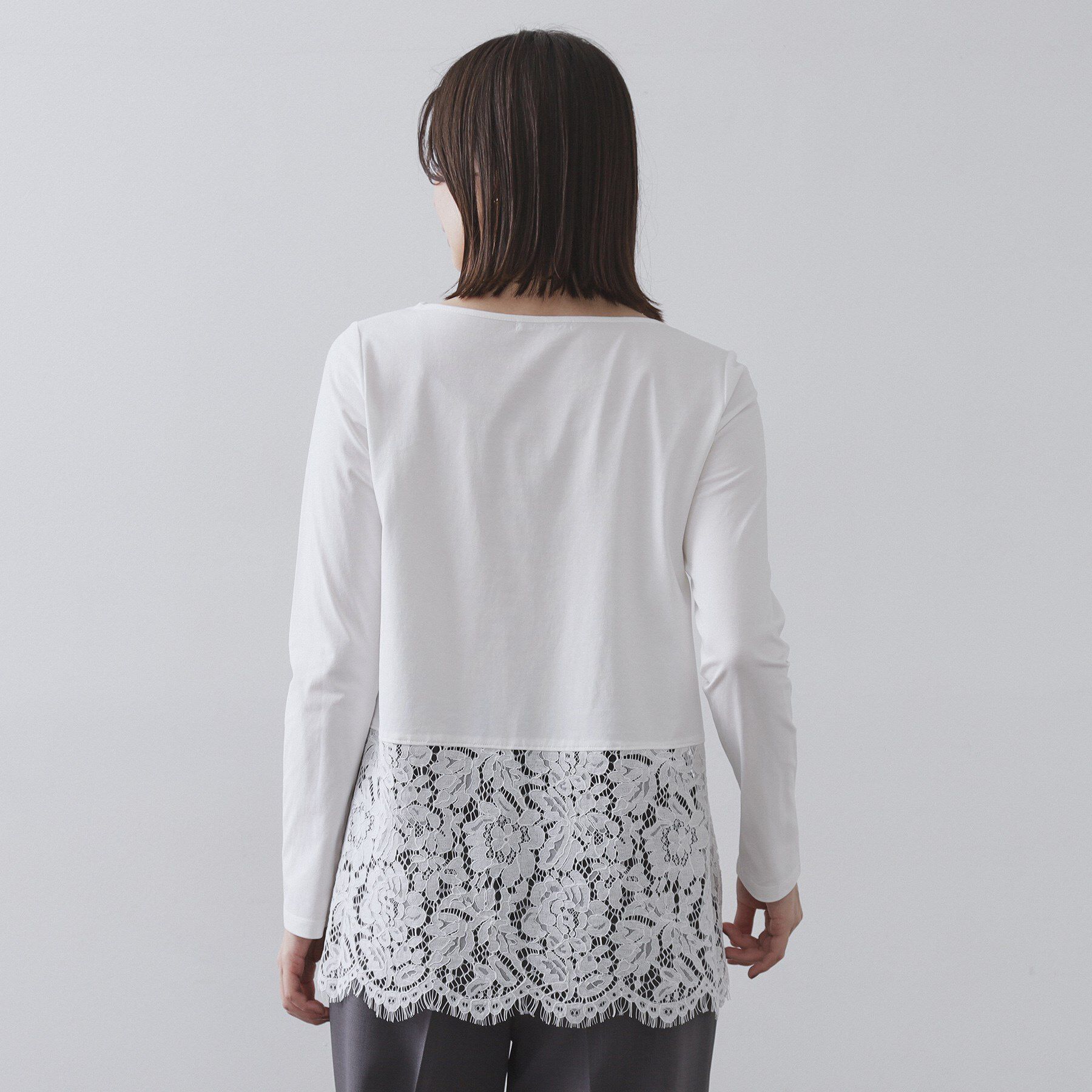 OPAQUE.CLIP「裾レースカットソー【洗濯機OK】」|Tシャツ・カットソー|