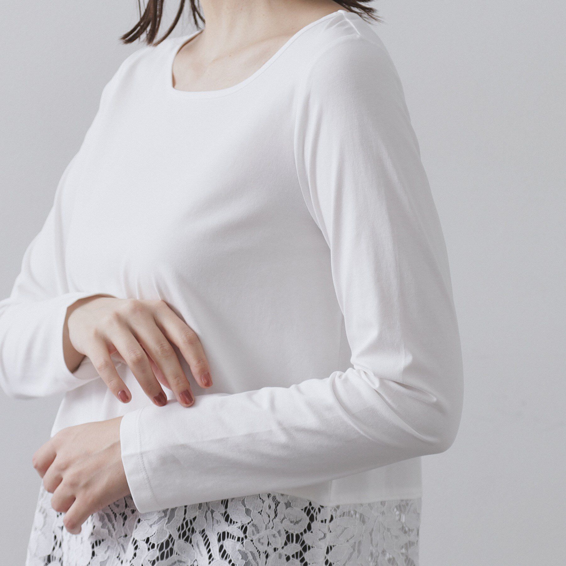 OPAQUE.CLIP「裾レースカットソー【洗濯機OK】」|Tシャツ・カットソー|