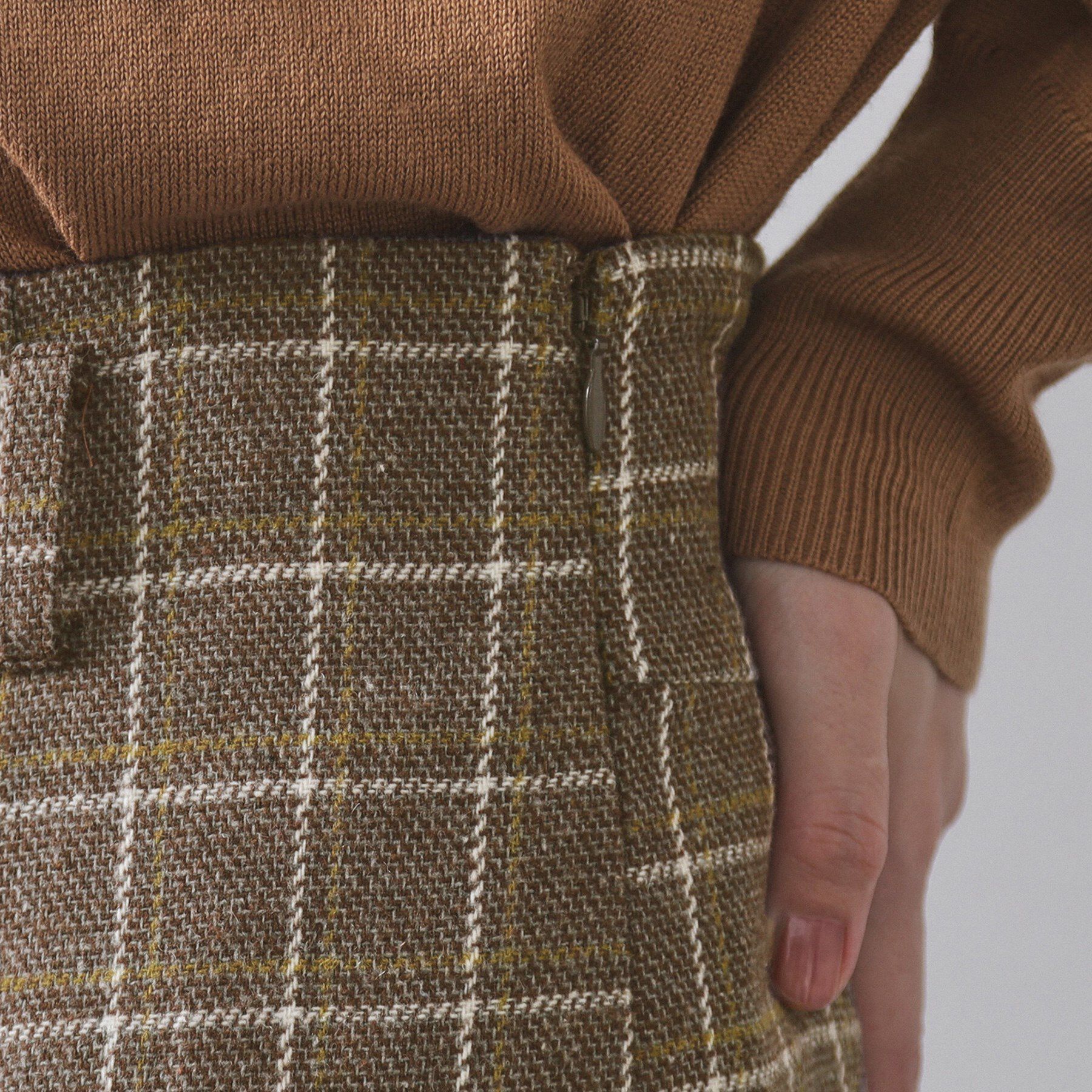 OPAQUE.CLIP「チェックツイード ラップ風ナロースカート【洗濯機OK】」|スカート|