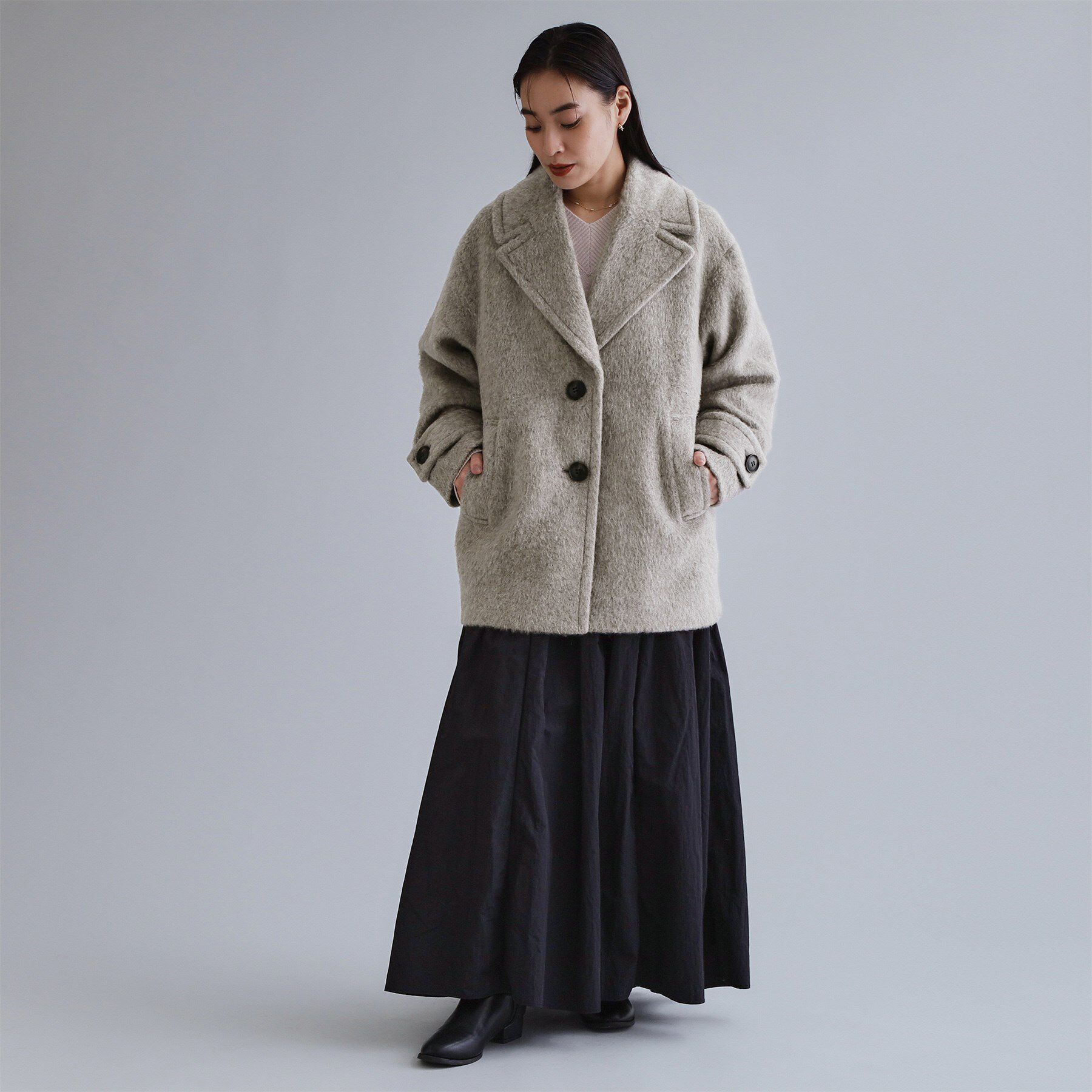 OPAQUE.CLIP「【es】《Mapel／マペル》シャギーミドルコート」|チェスターコート|