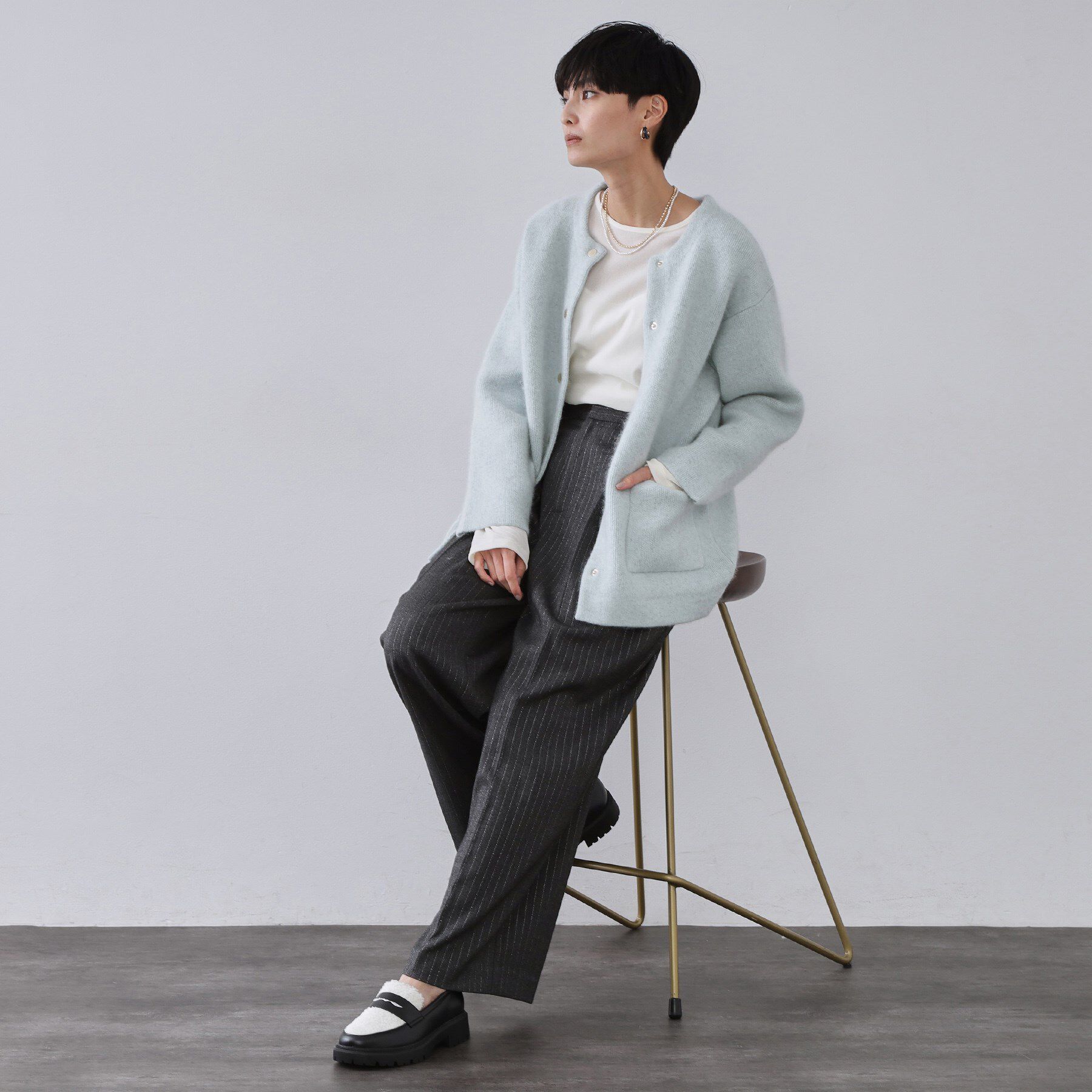 OPAQUE.CLIP「アンゴラ/フォックスブレンド　ニットカーディガン【洗濯機OK】」|カーディガン|