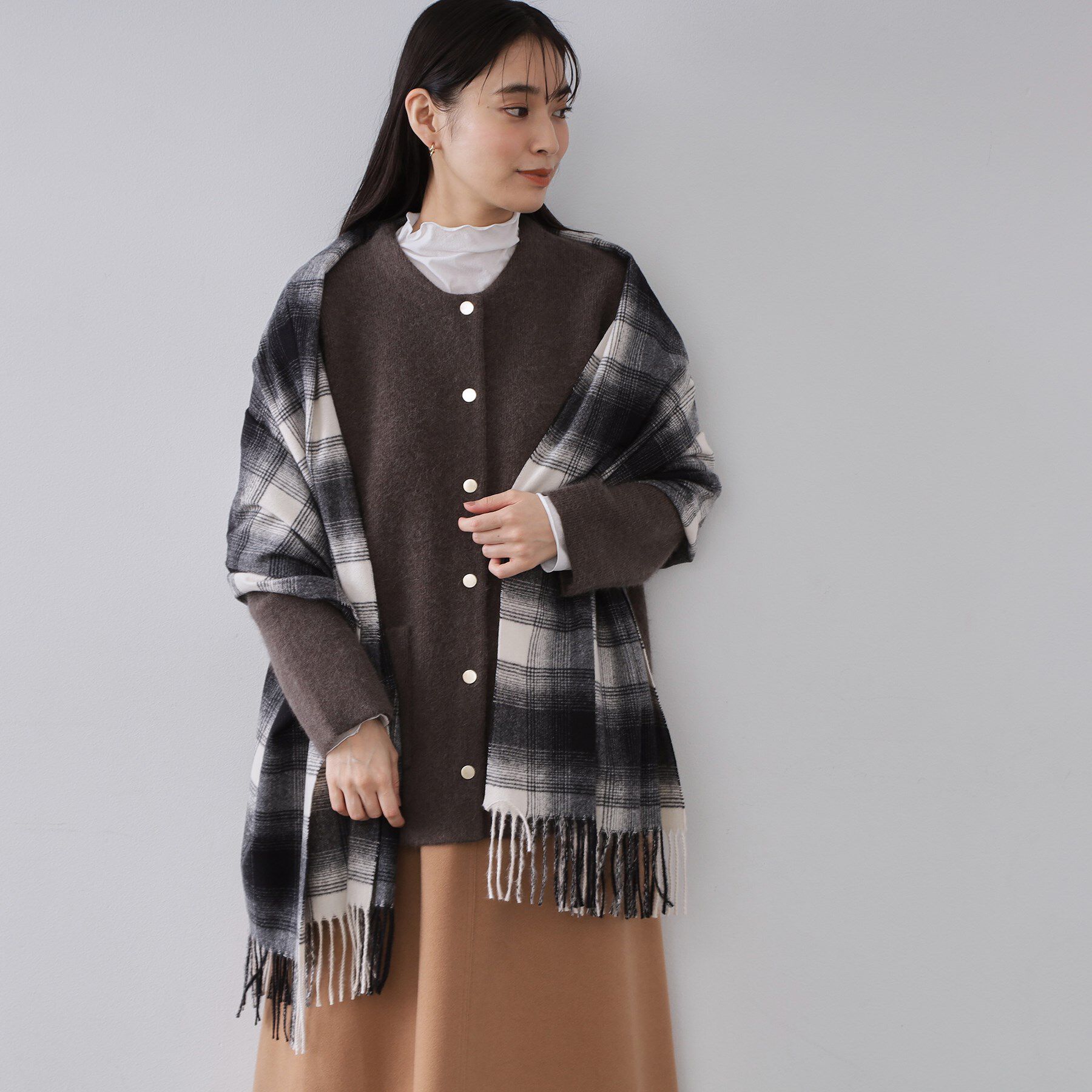 OPAQUE.CLIP「オンブレチェック大判ストール」|ストール|