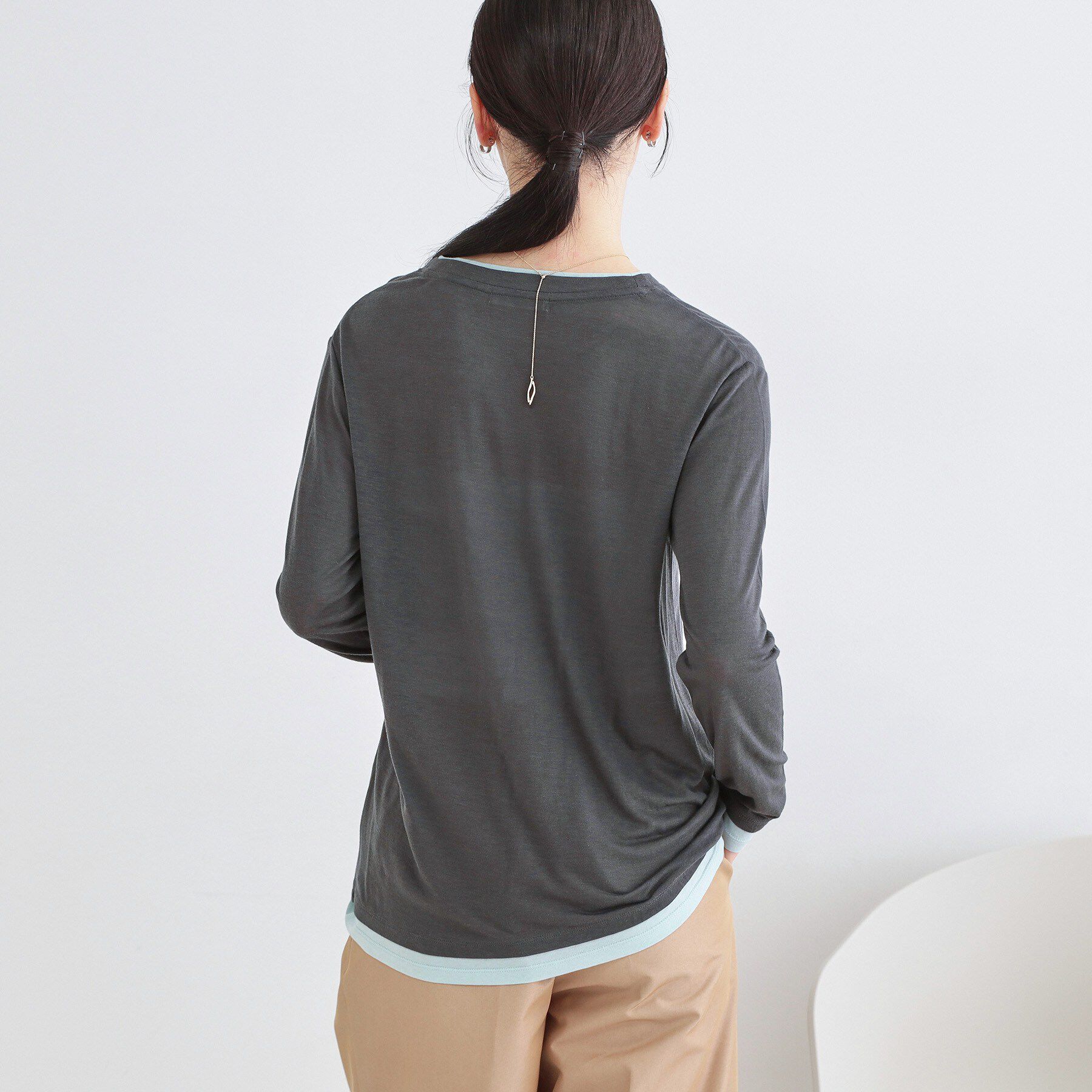 OPAQUE.CLIP「配色レイヤードロングスリーブTシャツ【洗える】」|Tシャツ・カットソー|