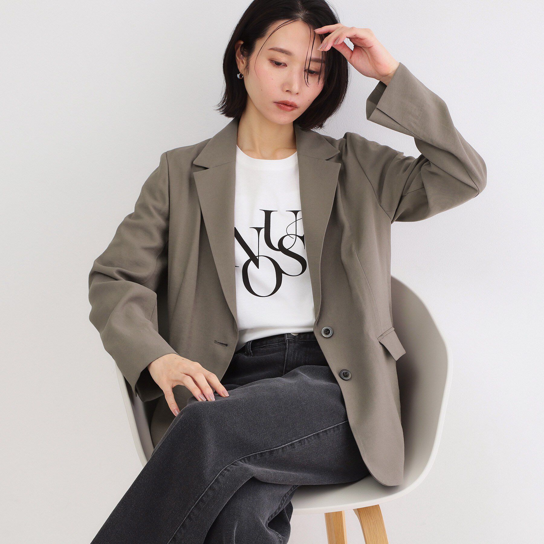 OPAQUE.CLIP「シングルテーラードジャケット【洗える/裏地なし】」|テーラードジャケット|トープ(054)