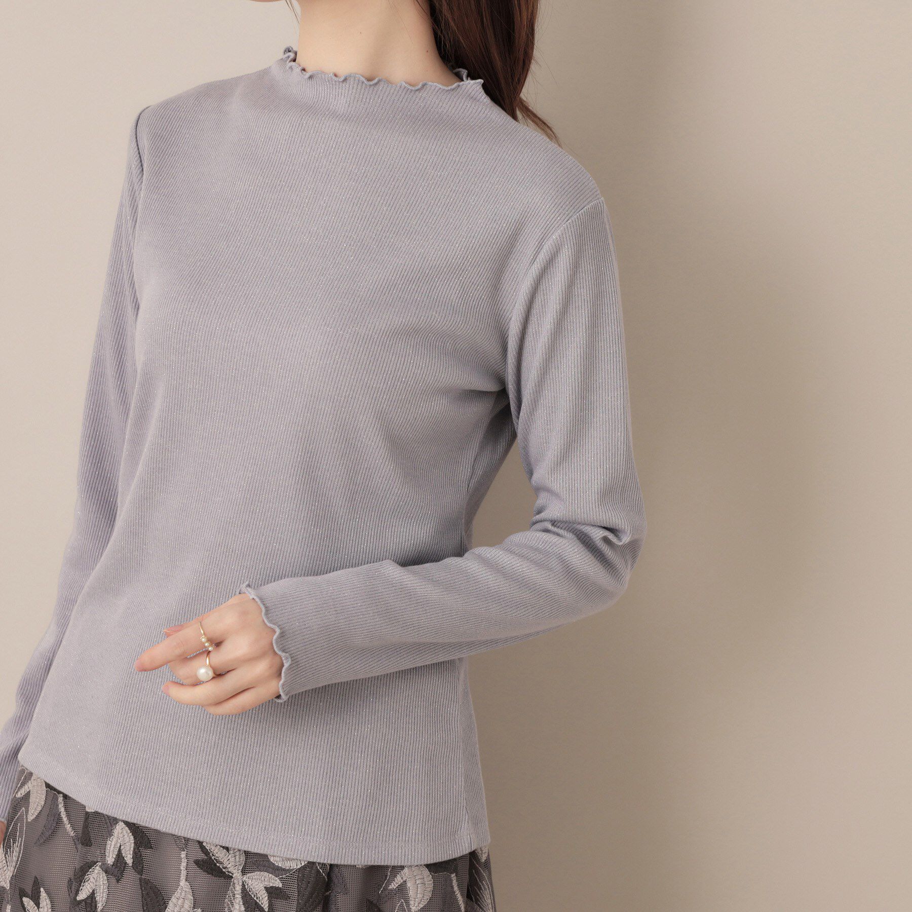 Couture broach「【ほんのりシアー・きれいめ】サステナブル テレコインナートップス」|Tシャツ・カットソー|