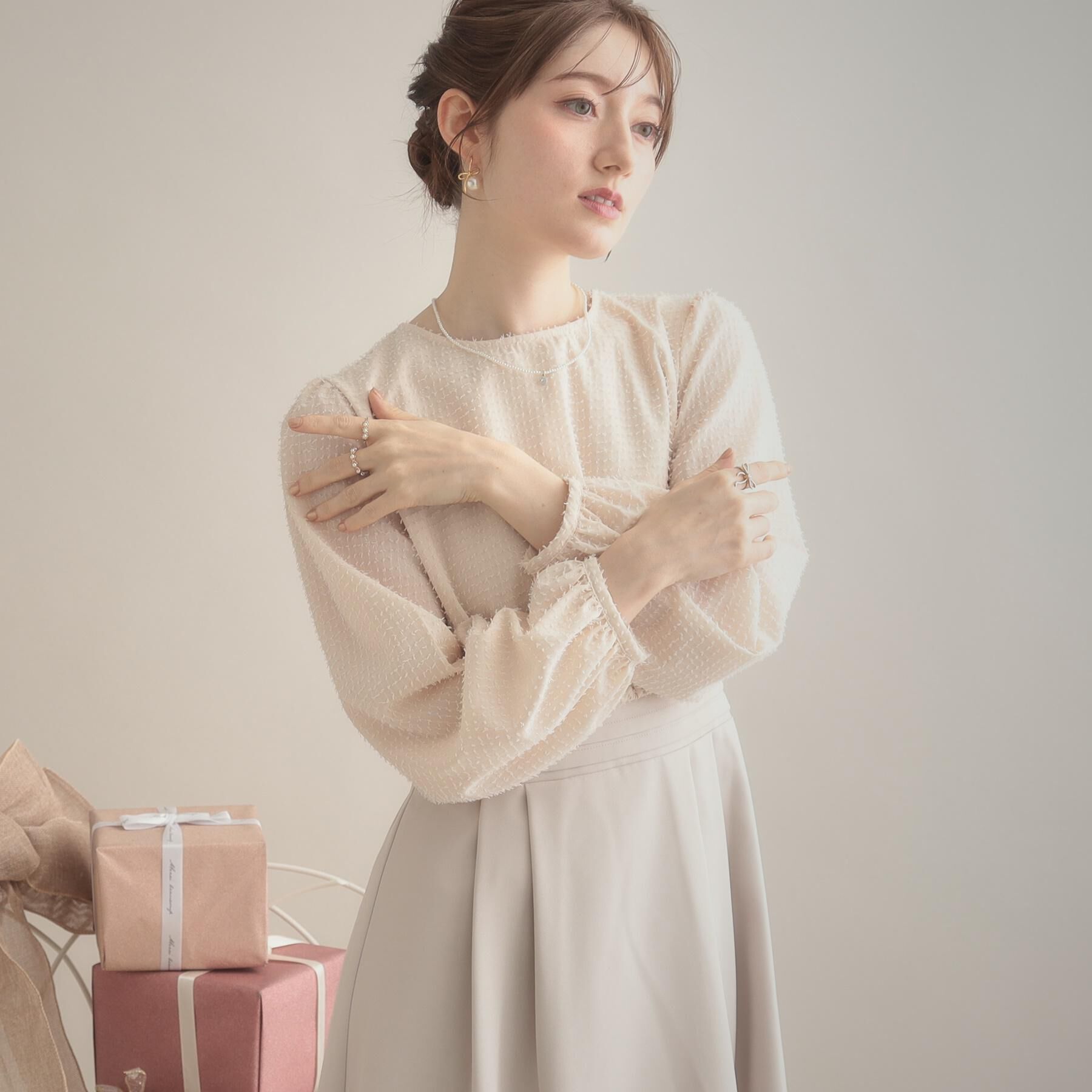 Couture broach「【通勤・ラメジャカード】ドッキングワンピース」|ワンピース|グレージュ(050)