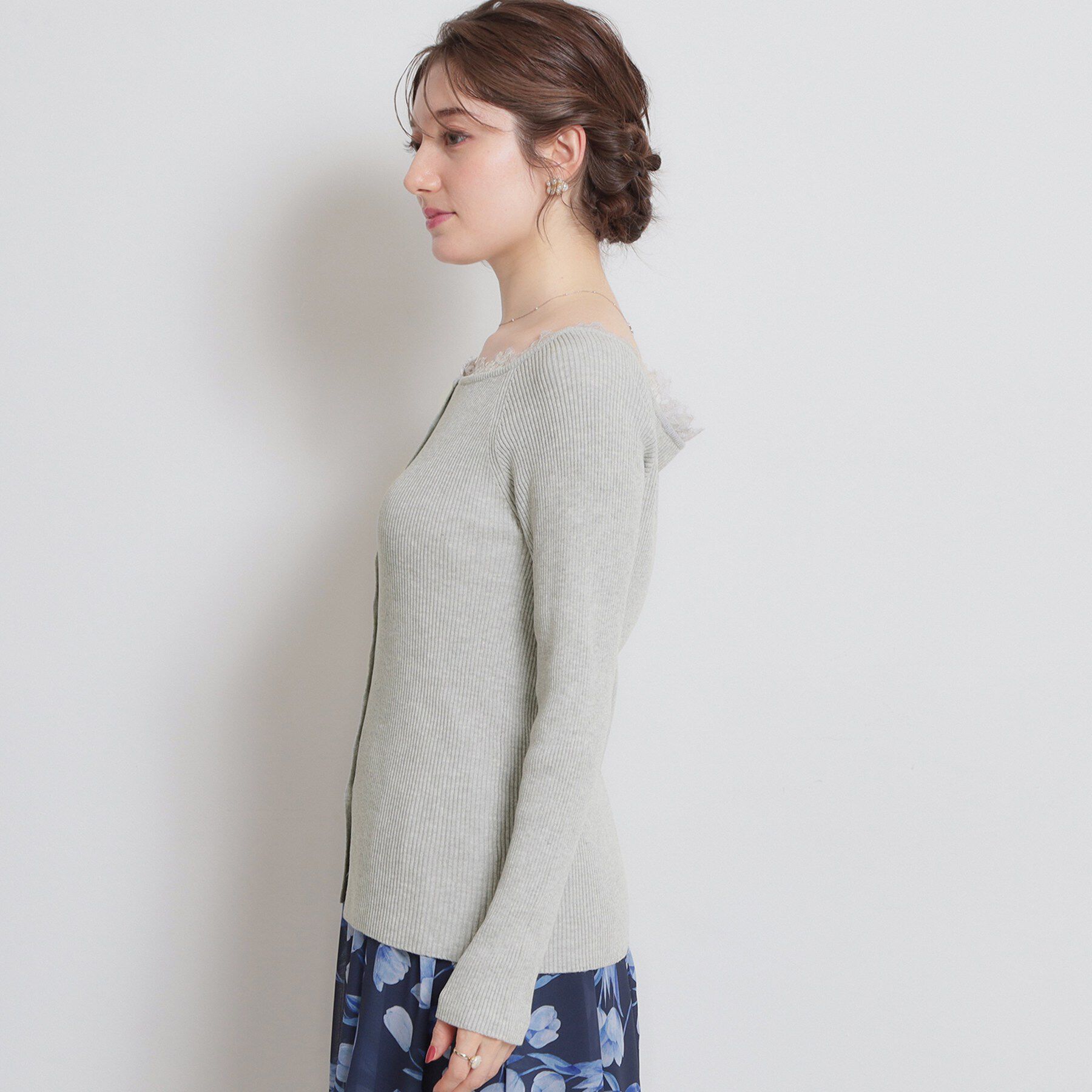 Couture broach「前後2WAY衿レースカーディガン」|カーディガン|