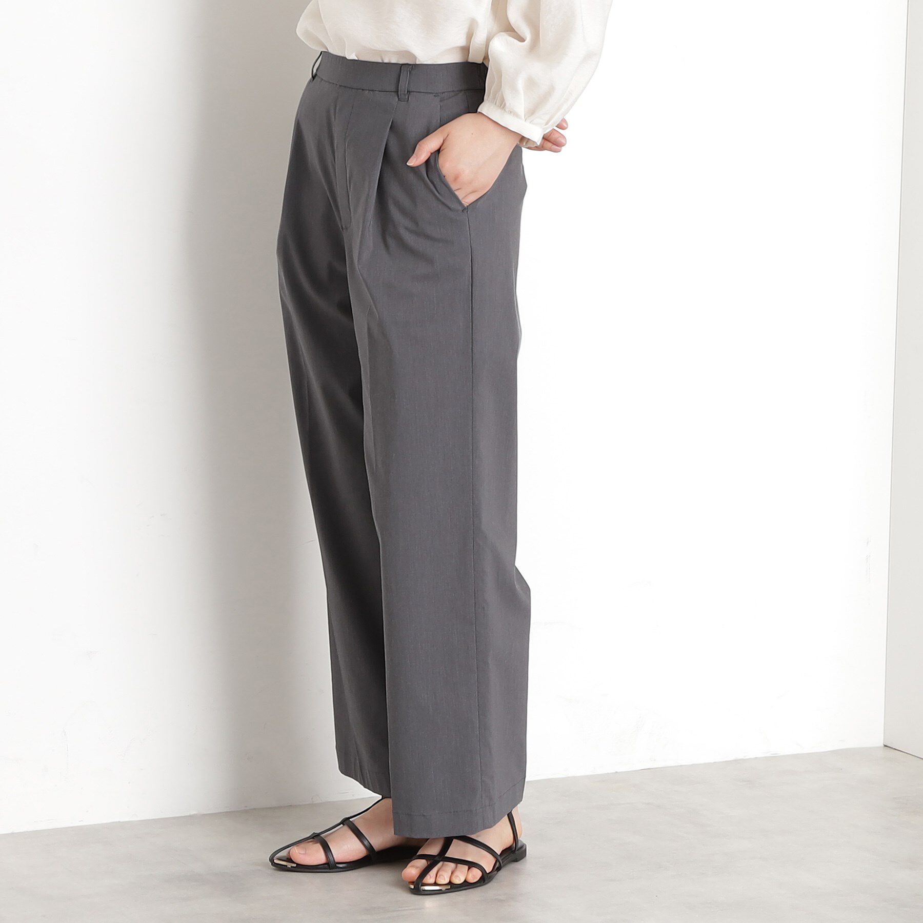 THE SHOP TK「【XS-XLサイズ/ラクに穿ける】ハイパーストレッチワイドパンツ/接触冷感/洗える」|その他|