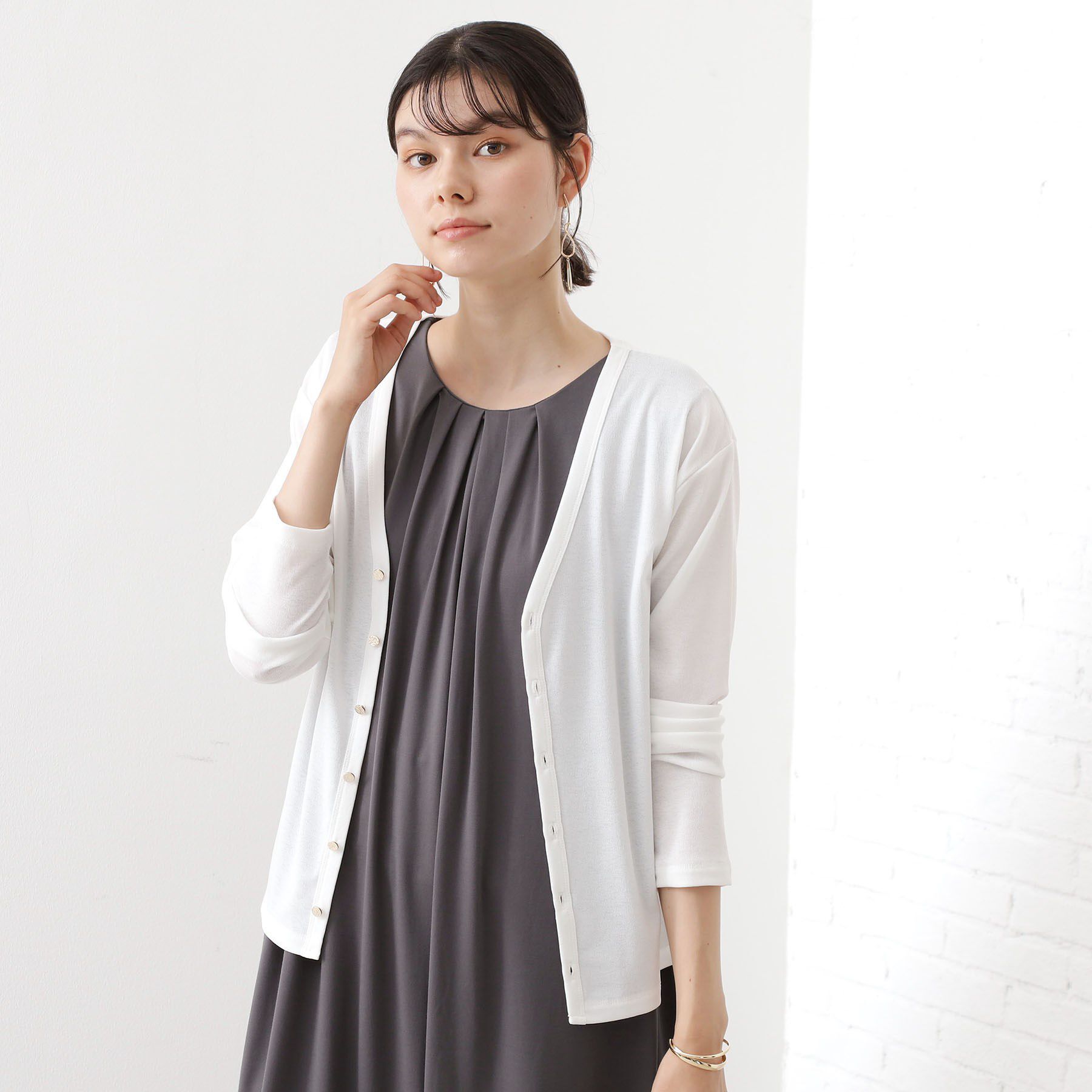 THE SHOP TK「シアーフライスVカーデ」|カーディガン|