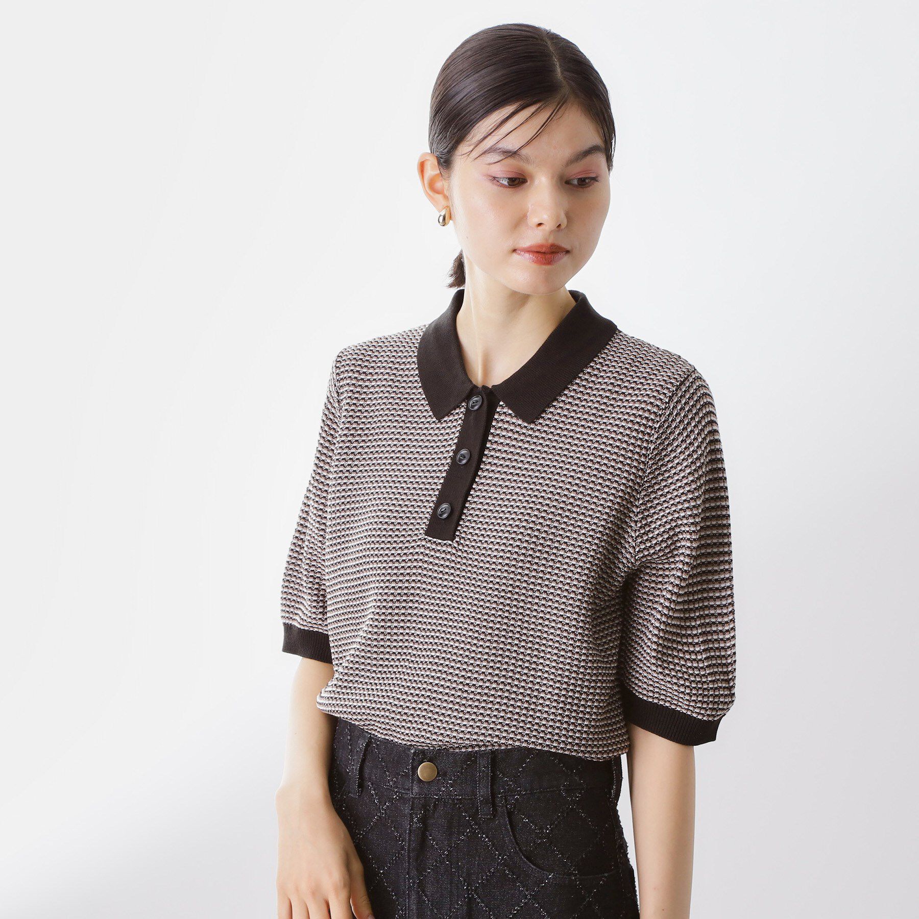 THE SHOP TK「【再入荷】柄アソートポロニットシャツ【洗濯機OK】」|ニット・セーター|