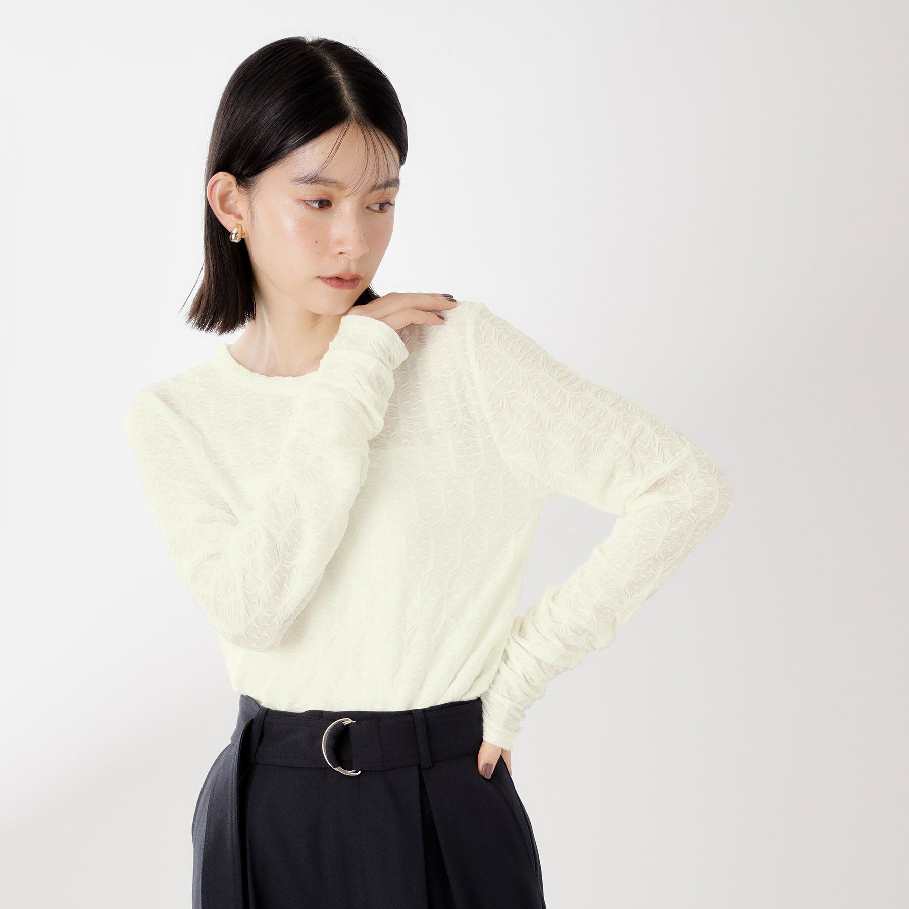 THE SHOP TK「ウェーブシアー袖クシュプルオーバー【洗濯機OK】」|Tシャツ・カットソー|