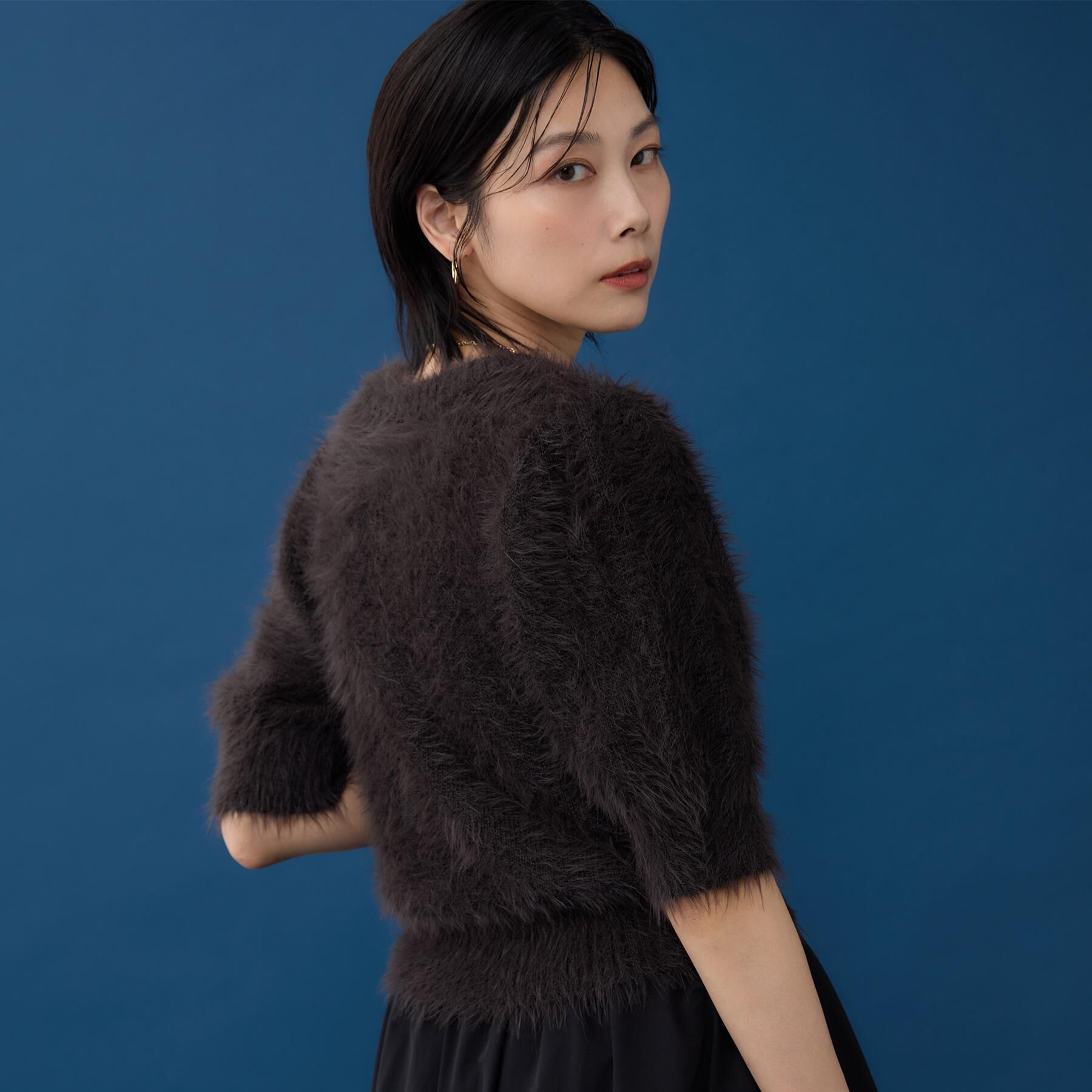 THE SHOP TK「【大人の魅力引き出す】5分袖フェザーニット/洗える」|ニット・セーター|