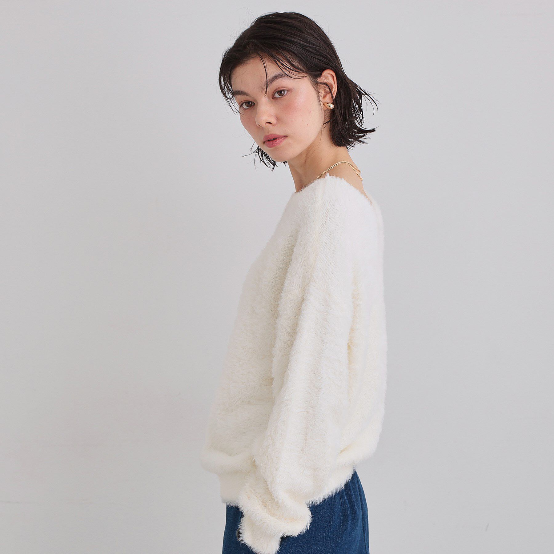 THE SHOP TK「【華やかで柔らか】ふわふわフェザーニット/洗える・前後2WAY」|ニット・セーター|