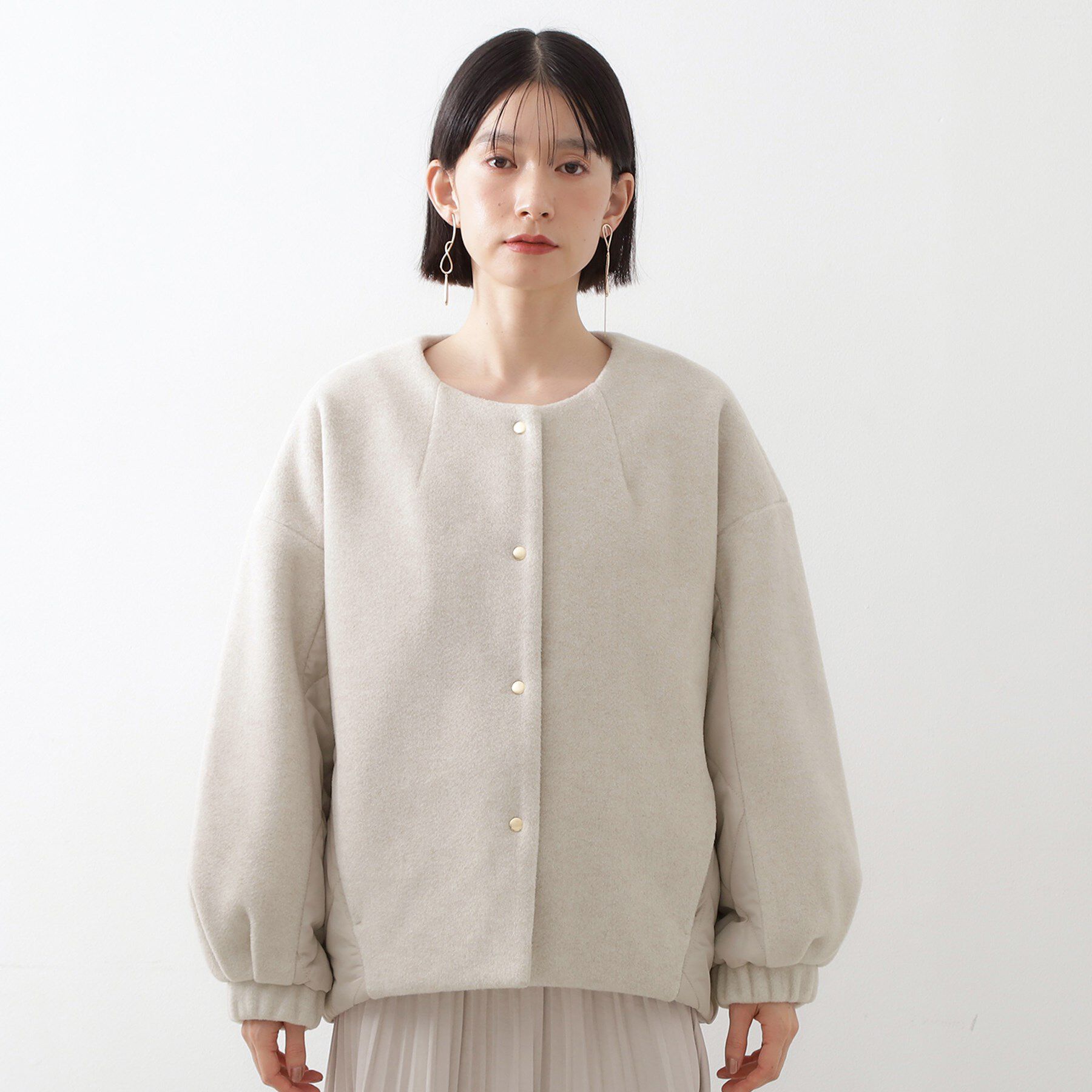 THE SHOP TK「前後で印象が変わる ドッキングノーカラージャケット」|ノーカラージャケット|