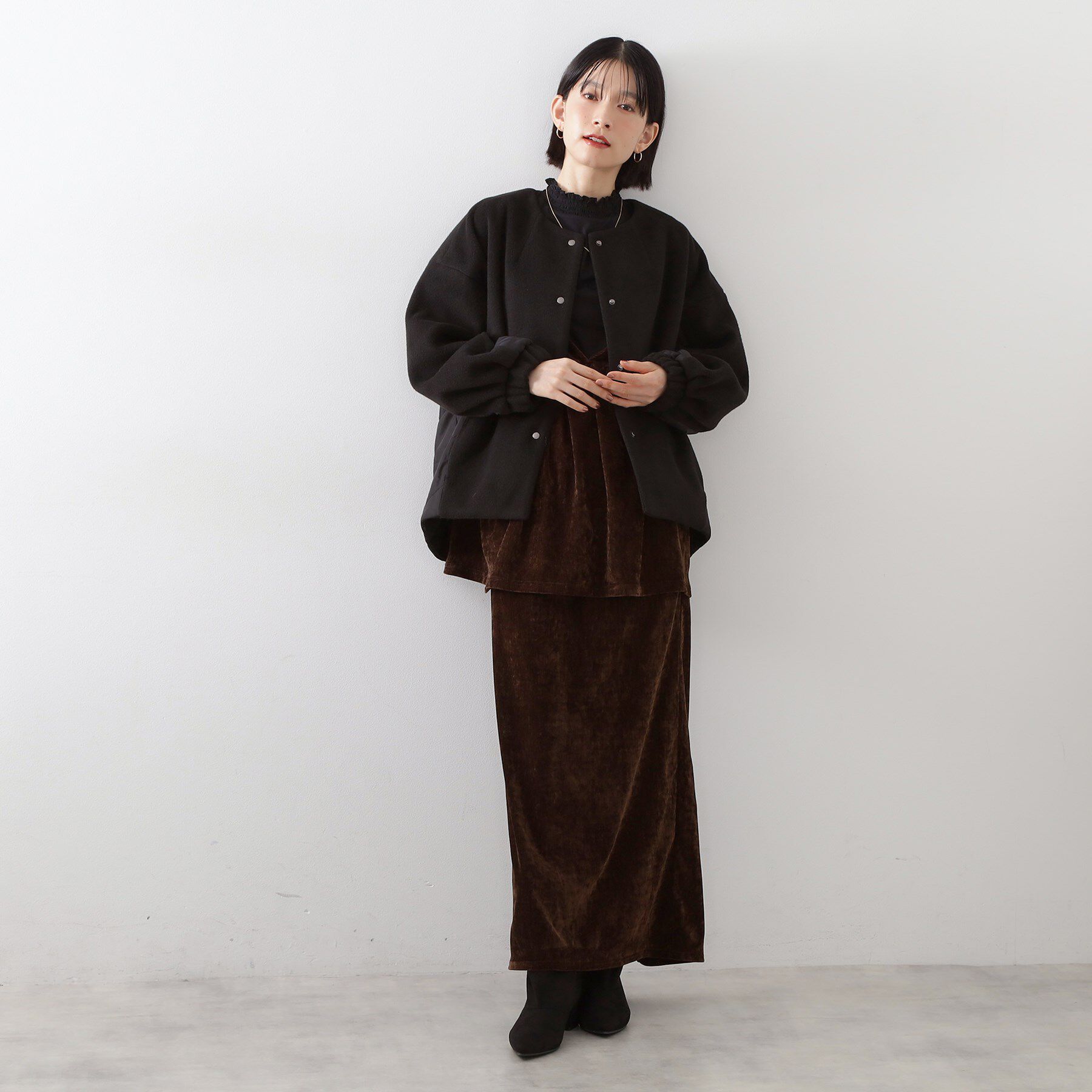 THE SHOP TK「前後で印象が変わる ドッキングノーカラージャケット」|ノーカラージャケット|