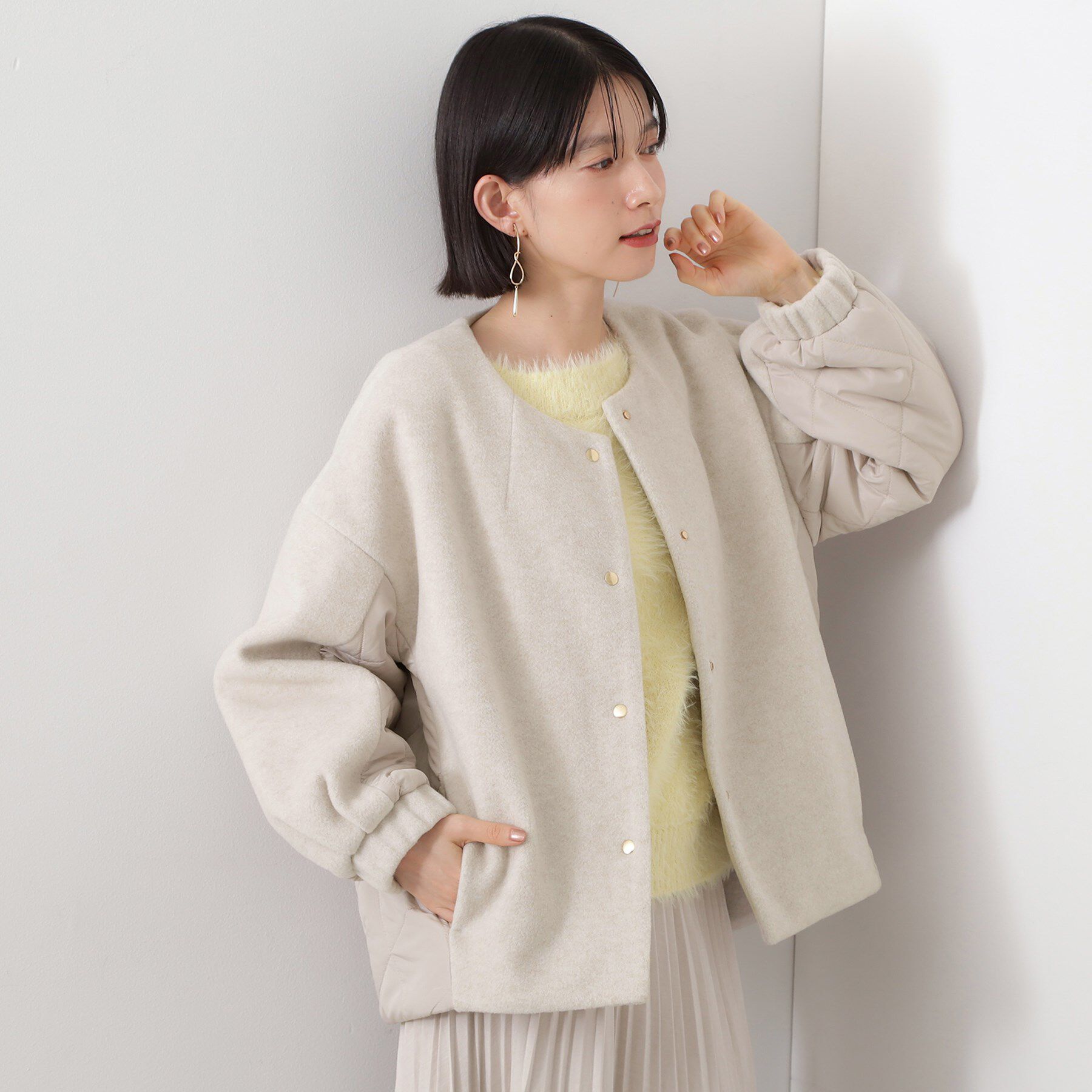 THE SHOP TK「前後で印象が変わる ドッキングノーカラージャケット」|ノーカラージャケット|