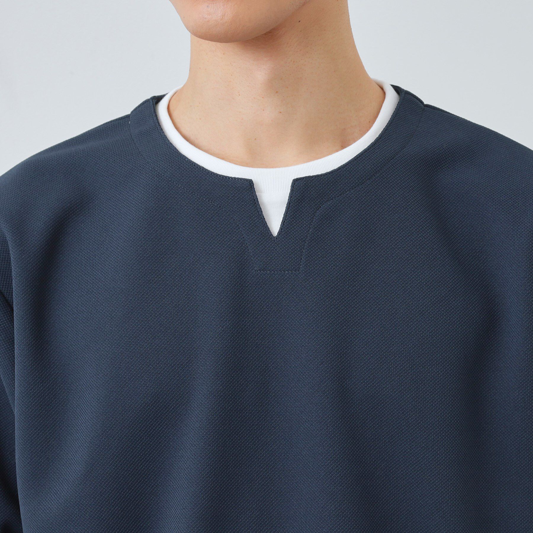 THE SHOP TK「【1枚で手抜きに見えない】キーネック フェイクレイヤード長袖Tシャツ」|Tシャツ・カットソー|