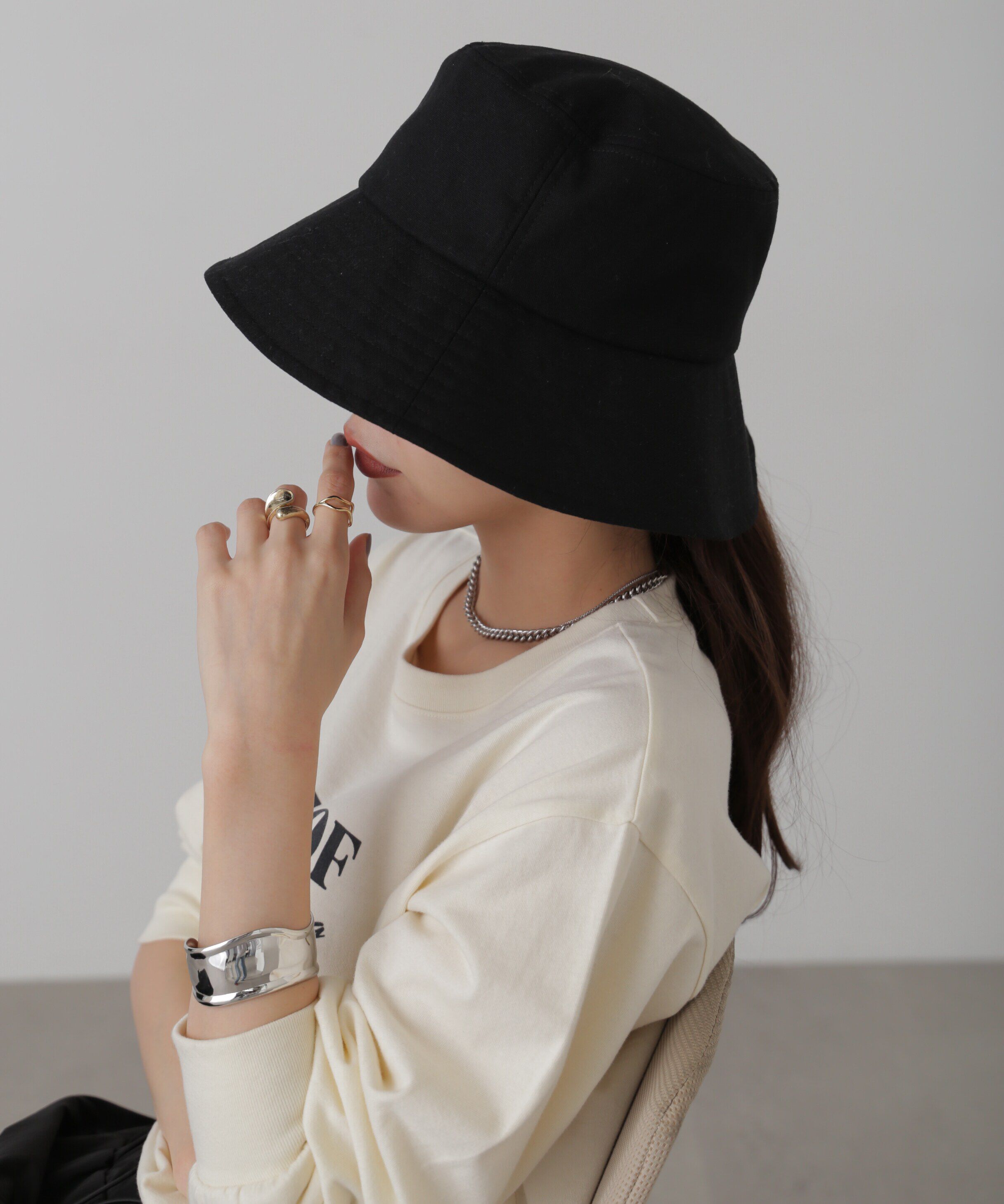  「リボン付きリネンライクバケット」|ソックス|