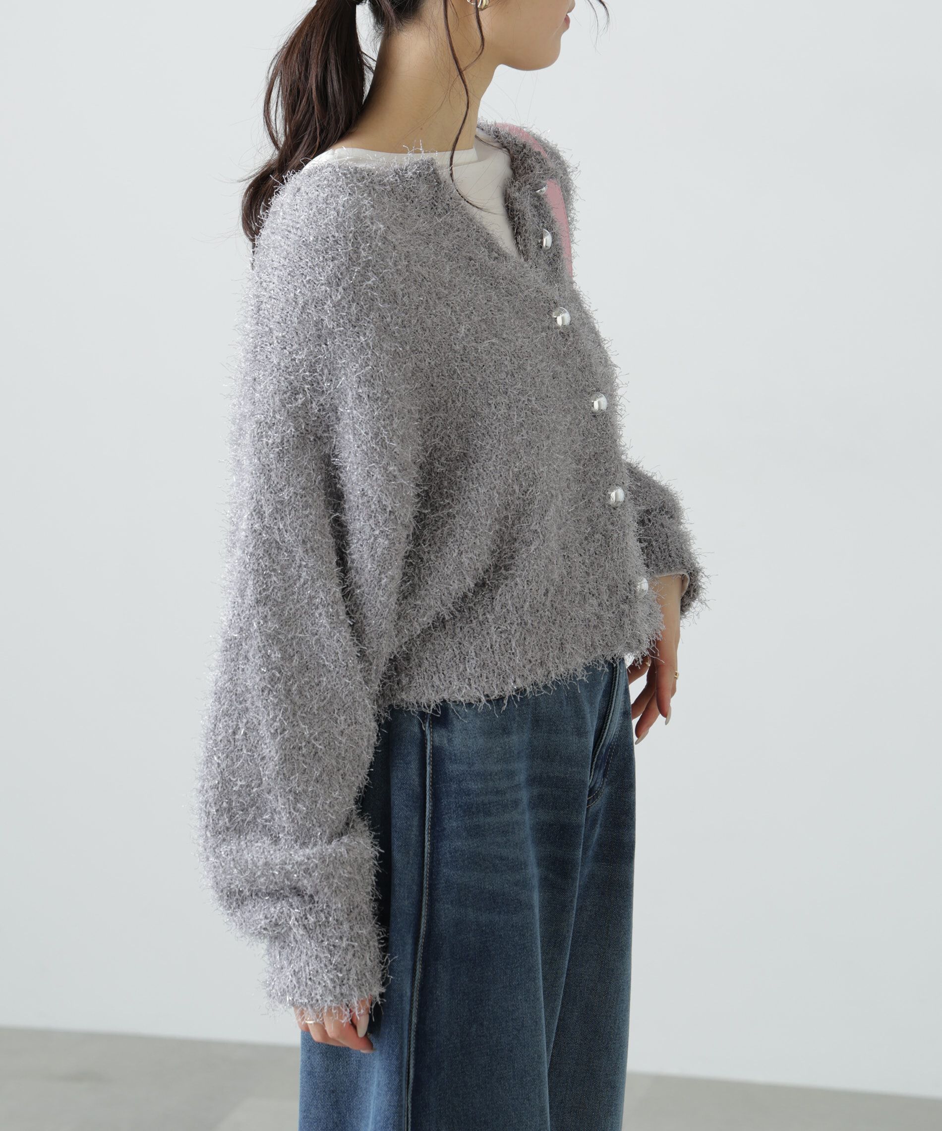  「ラメフェザーカーディガン」|ニット・セーター|