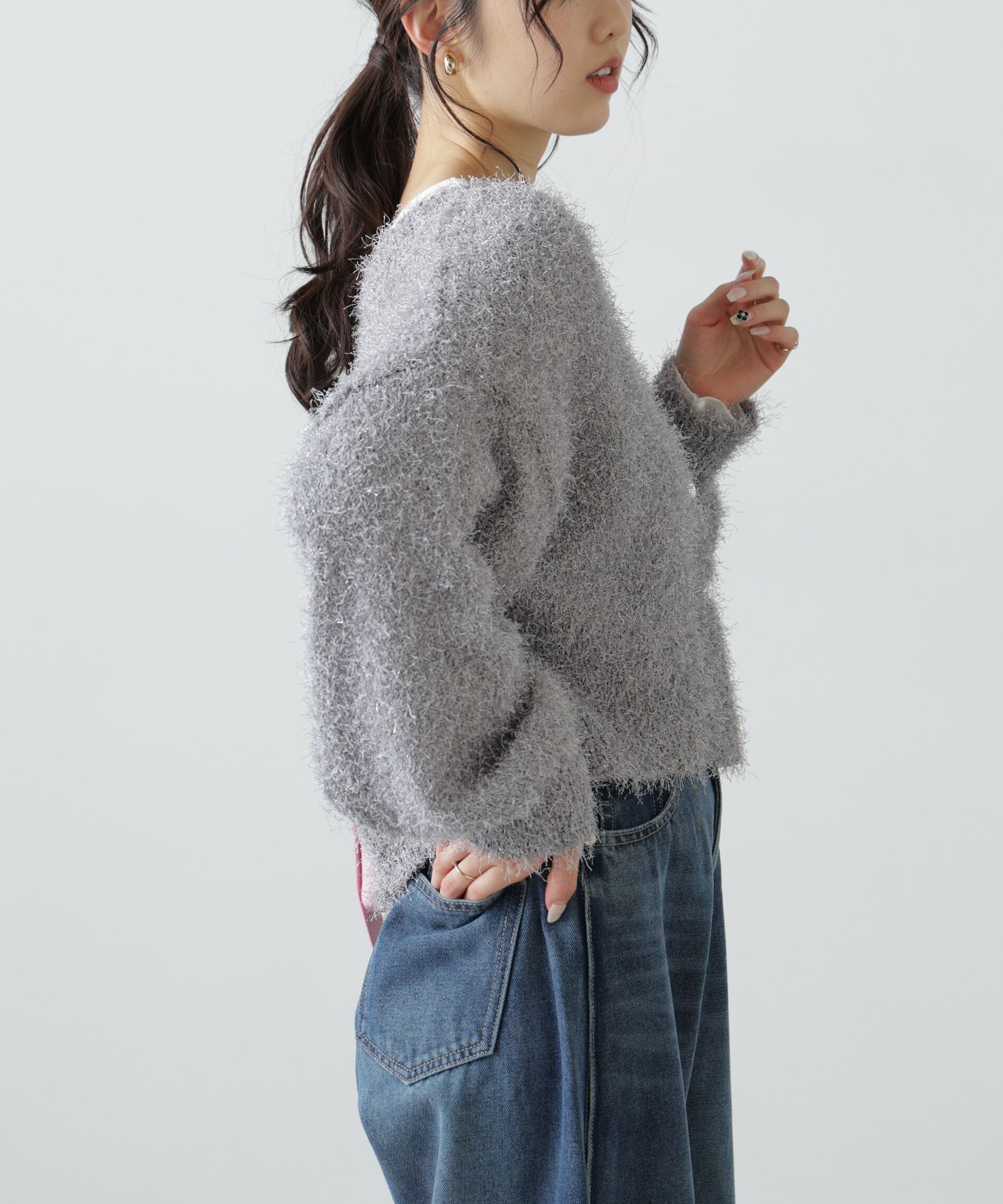  「ラメフェザーカーディガン」|ニット・セーター|