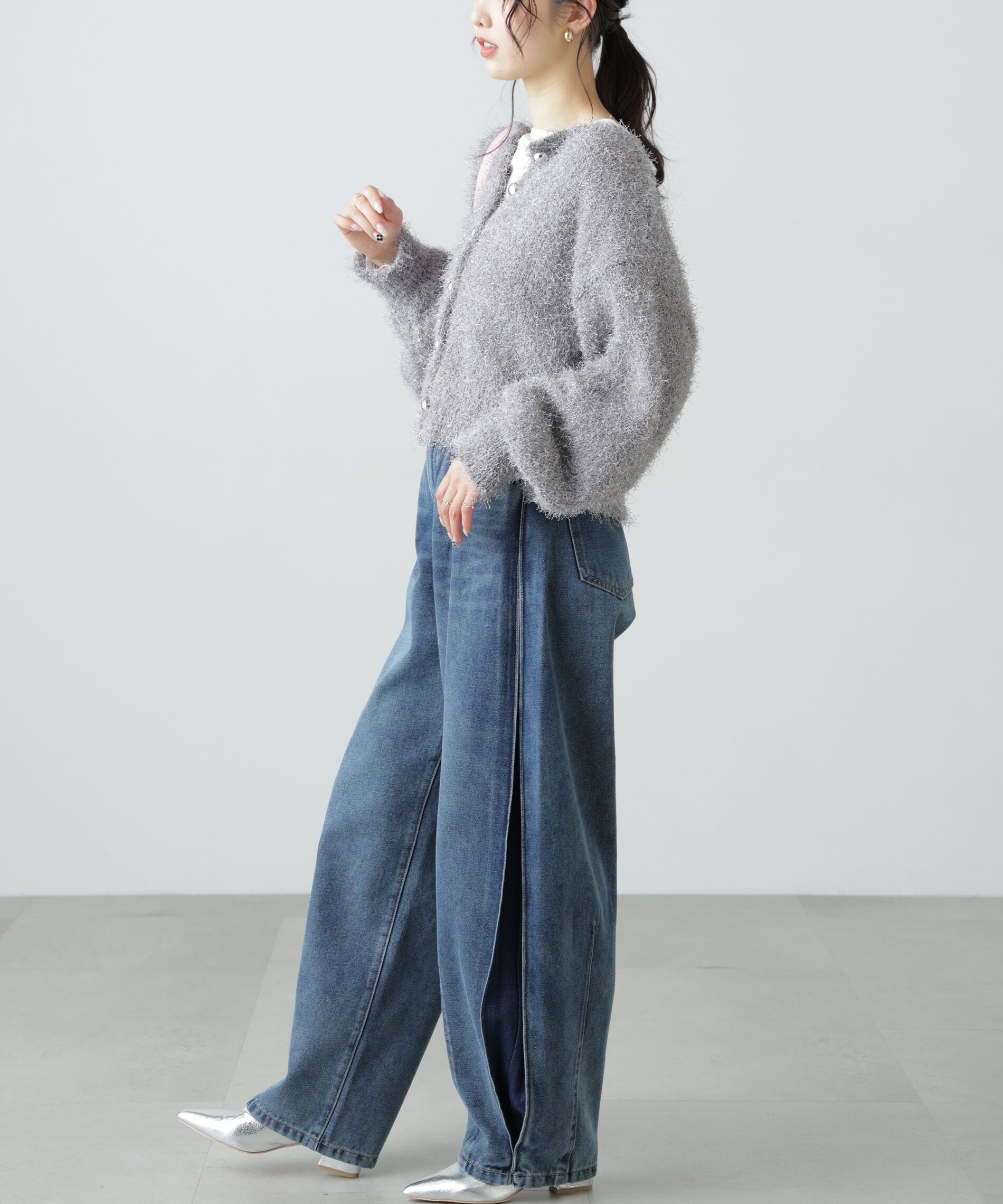  「ラメフェザーカーディガン」|ニット・セーター|