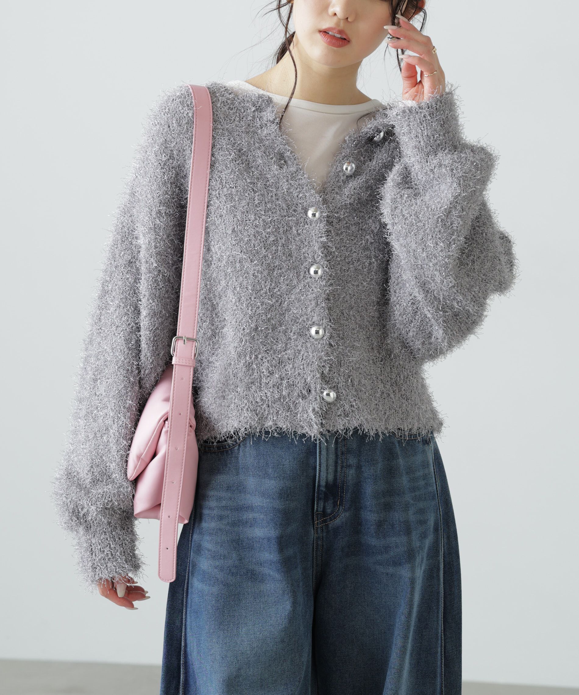  「ラメフェザーカーディガン」|ニット・セーター|