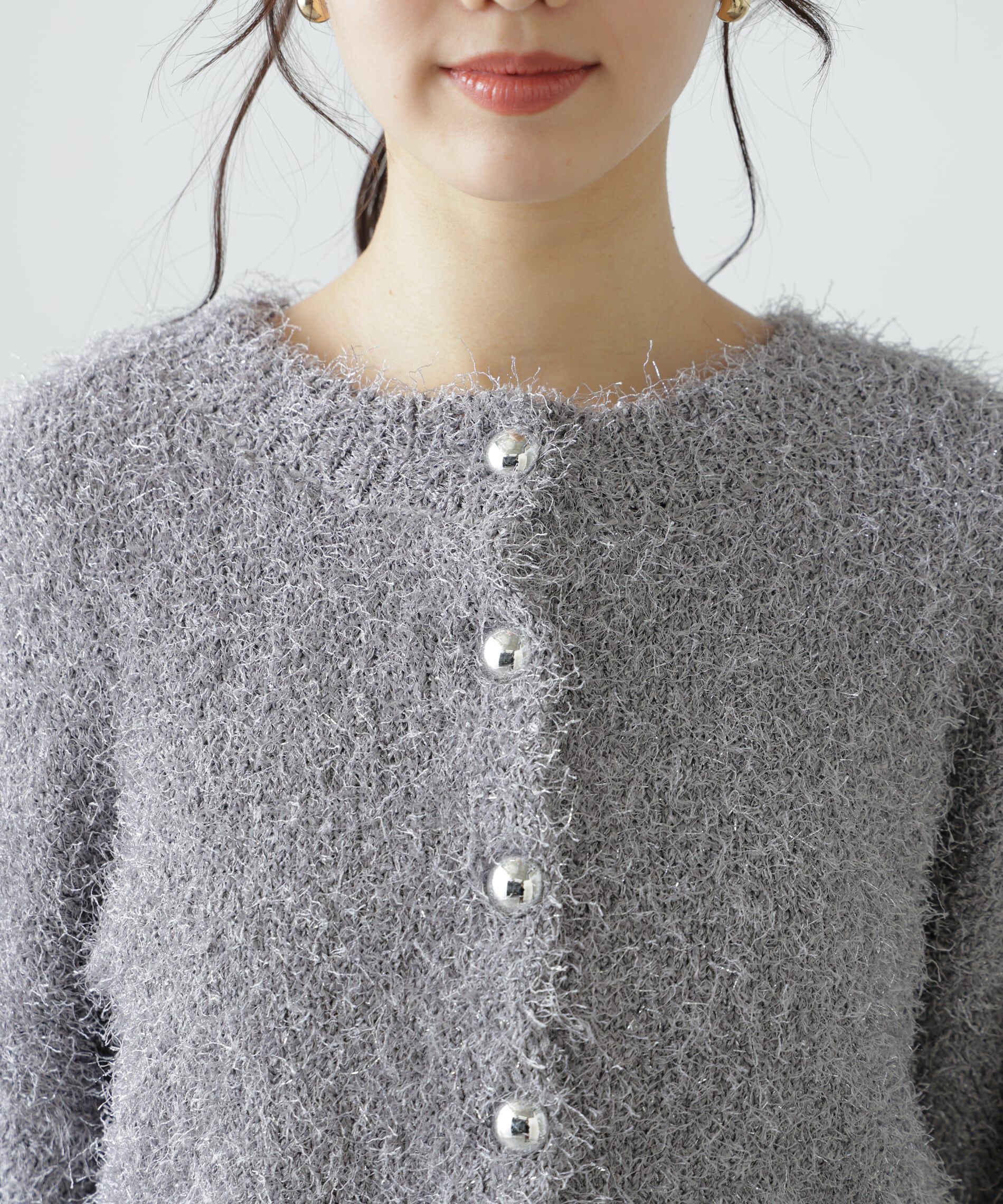  「ラメフェザーカーディガン」|ニット・セーター|