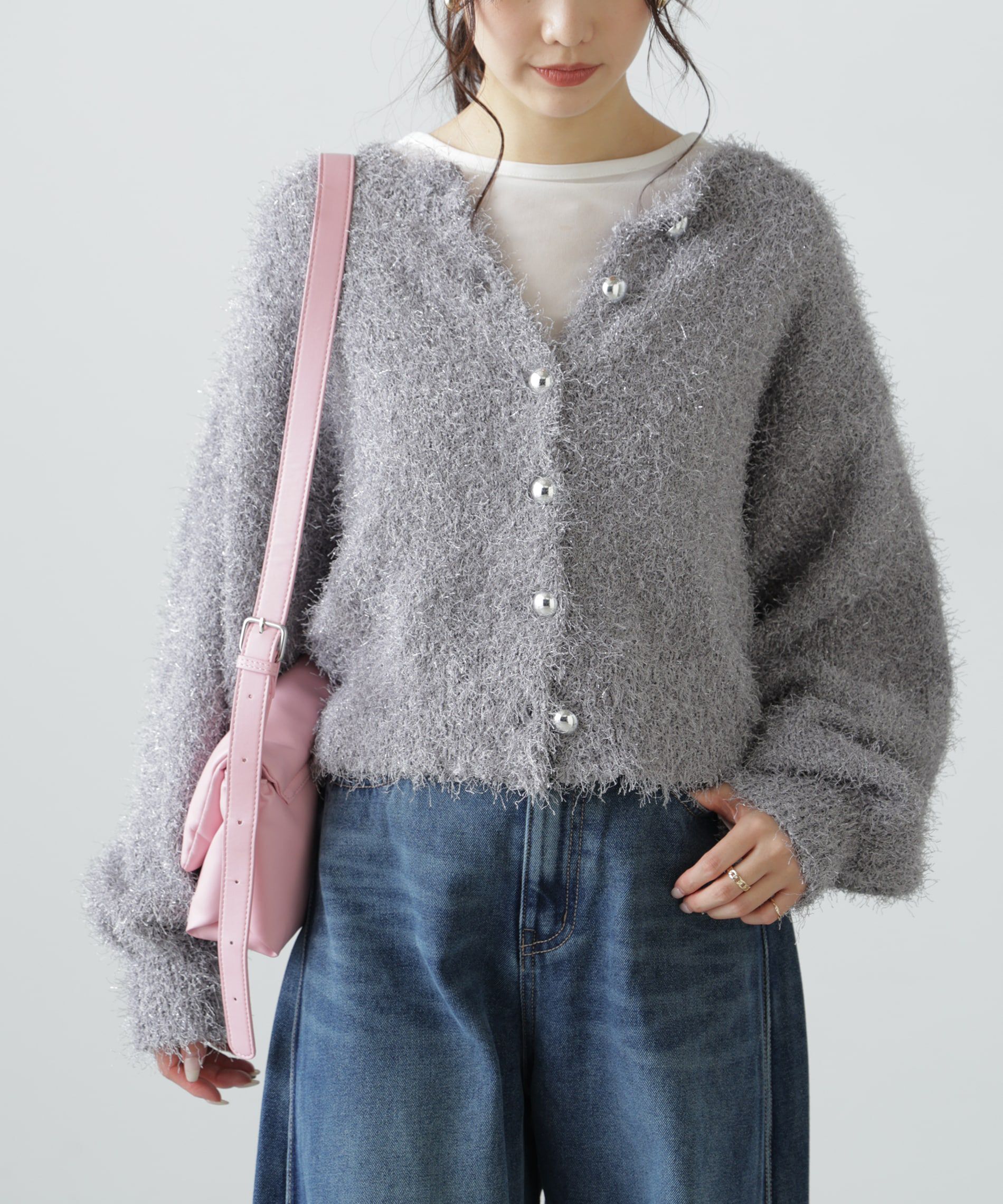  「ラメフェザーカーディガン」|ニット・セーター|