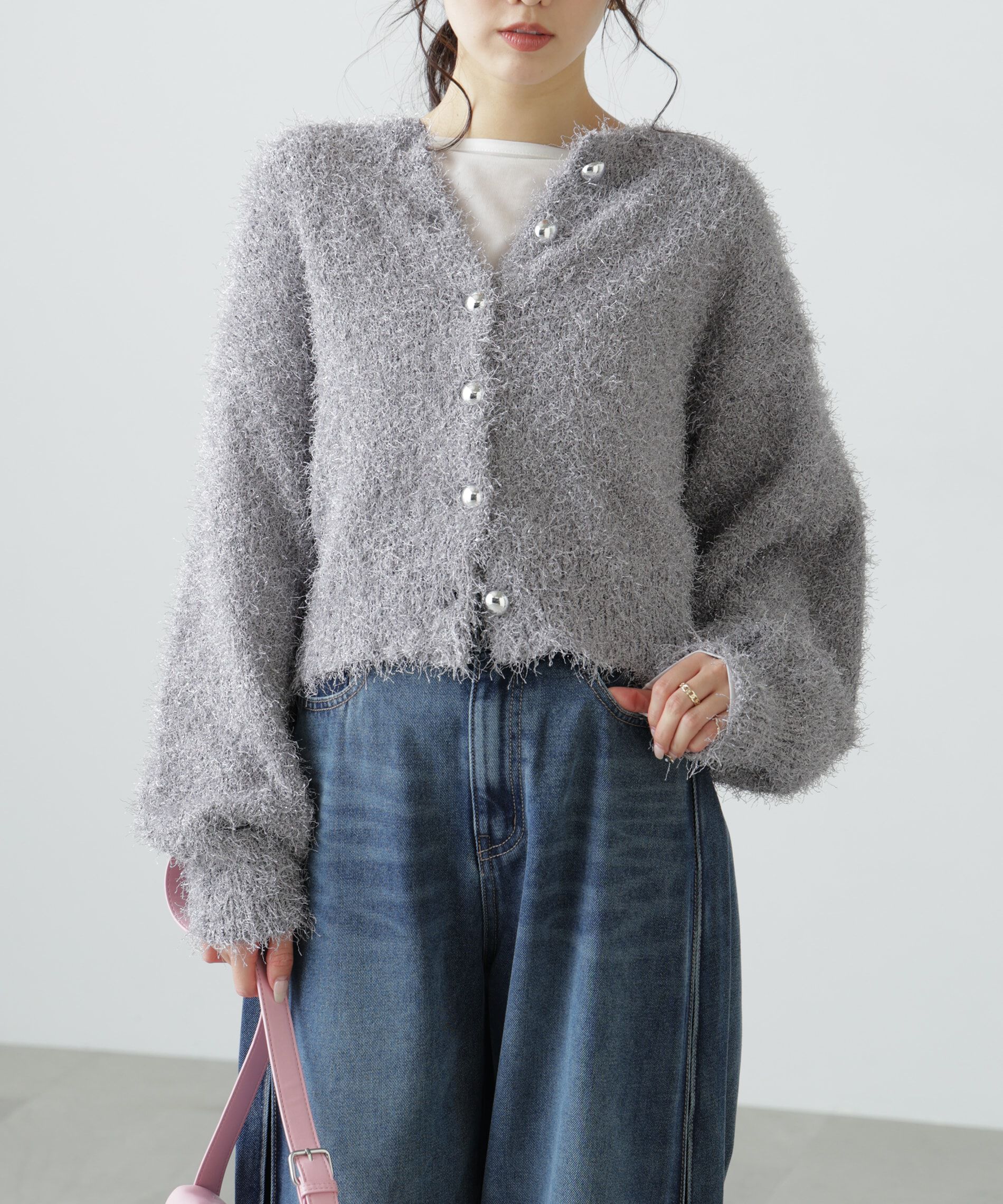  「ラメフェザーカーディガン」|ニット・セーター|