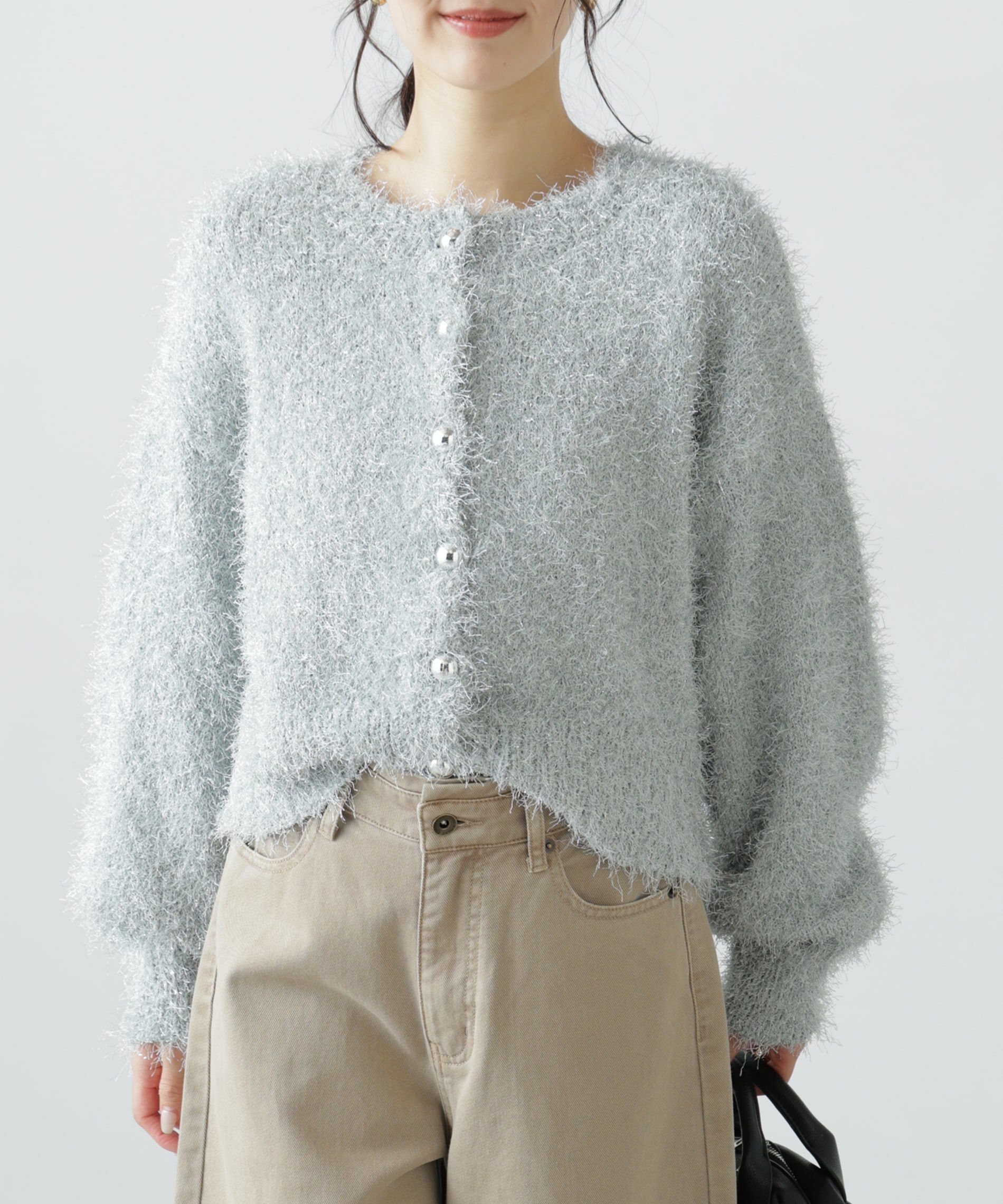  「ラメフェザーカーディガン」|ニット・セーター|