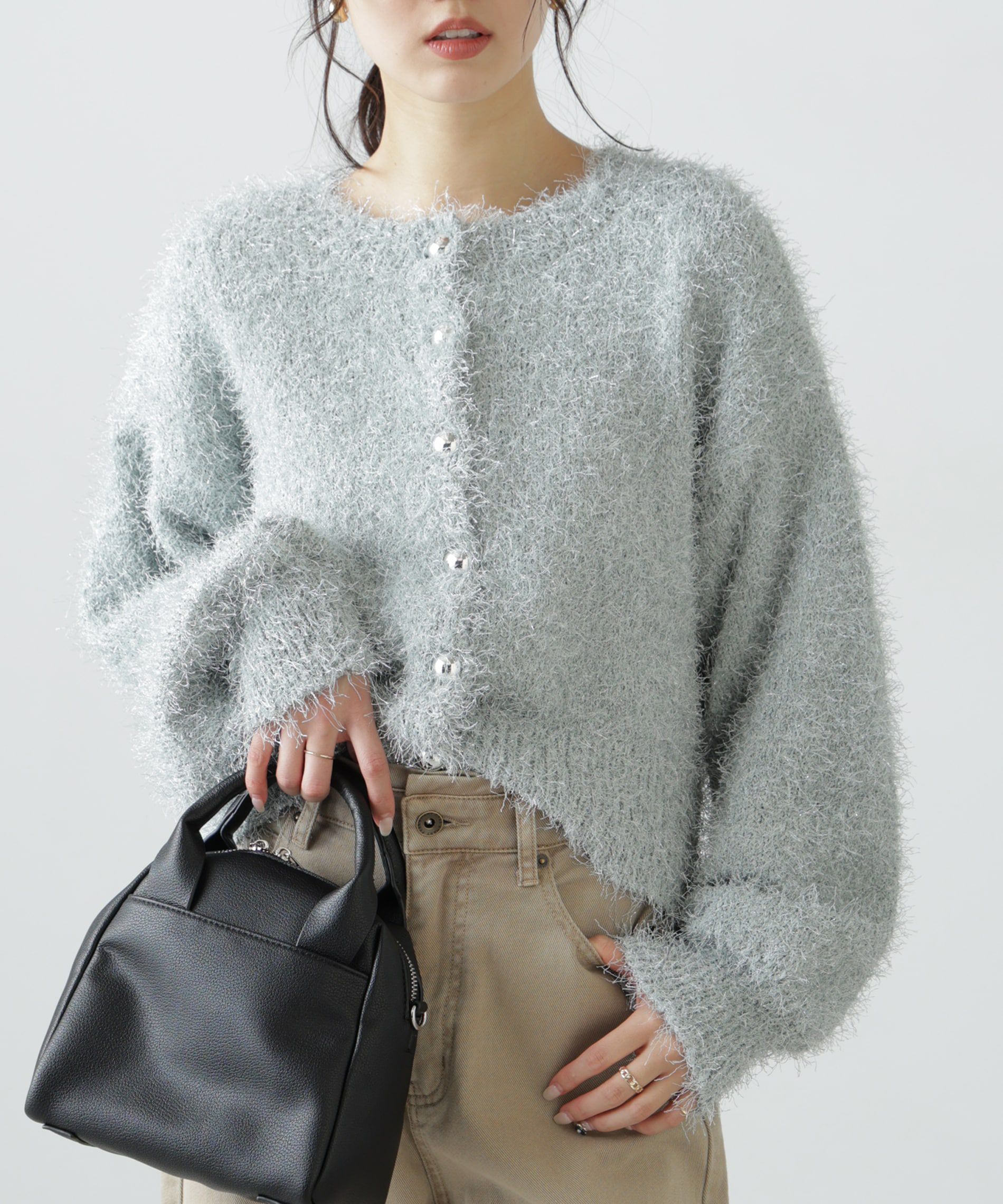  「ラメフェザーカーディガン」|ニット・セーター|