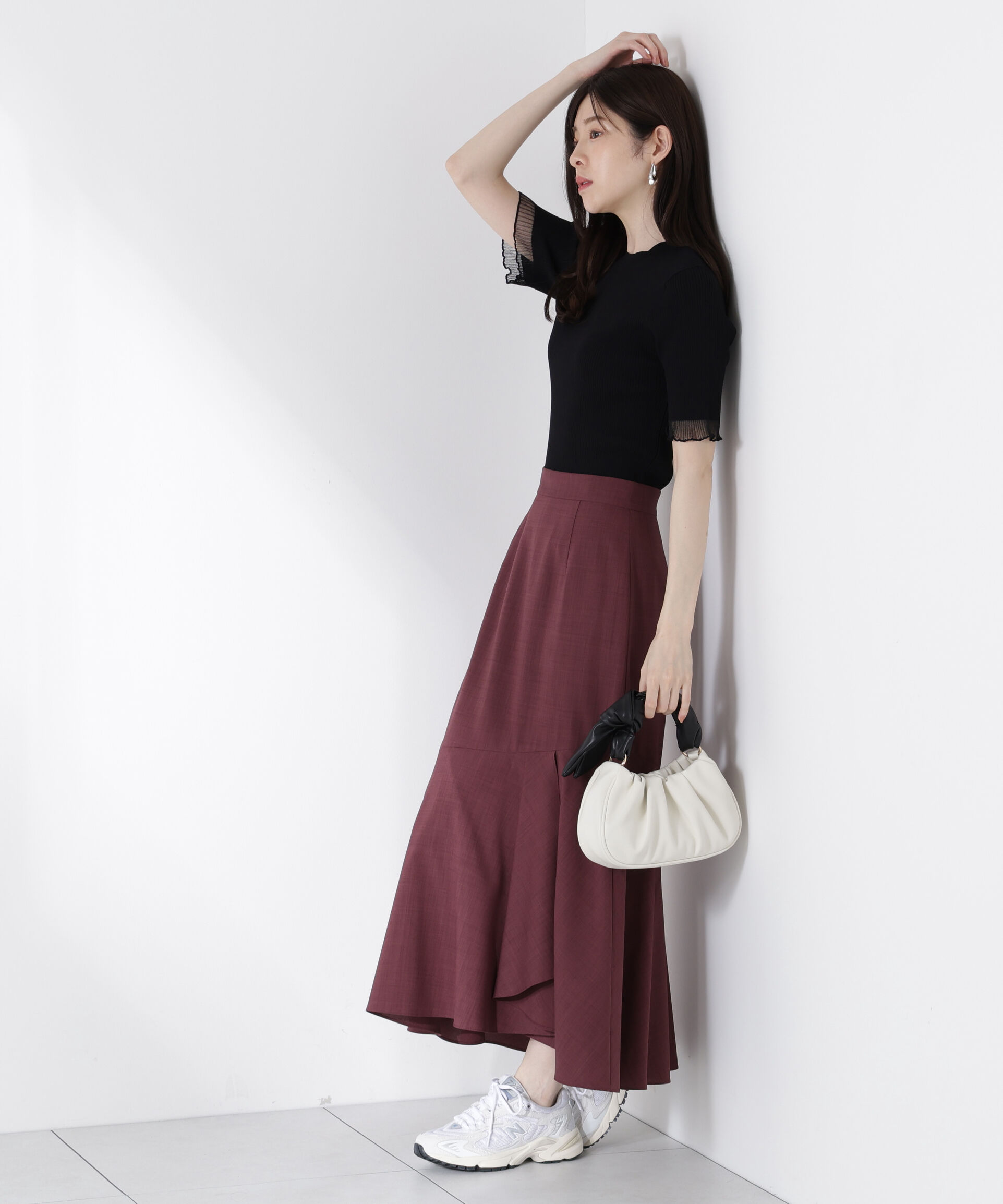 PROPORTION BODY DRESSING「部分シアー半袖リブニット」|ニット・セーター|