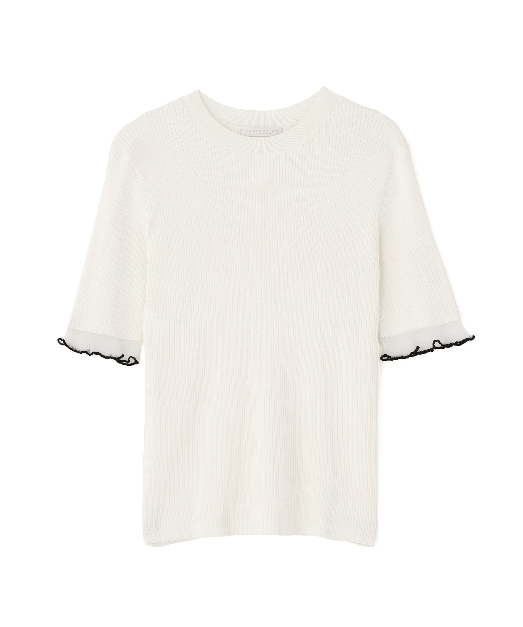 PROPORTION BODY DRESSING「部分シアー半袖リブニット」|ニット・セーター|