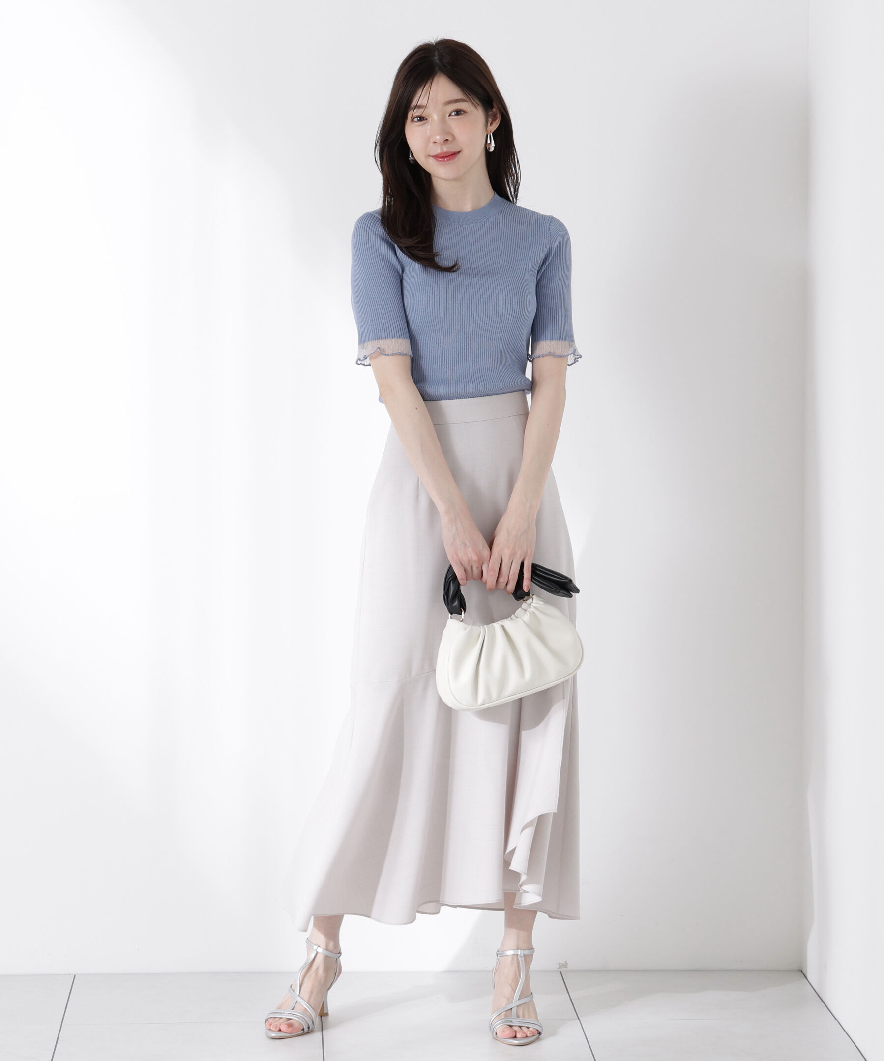 PROPORTION BODY DRESSING「部分シアー半袖リブニット」|ニット・セーター|