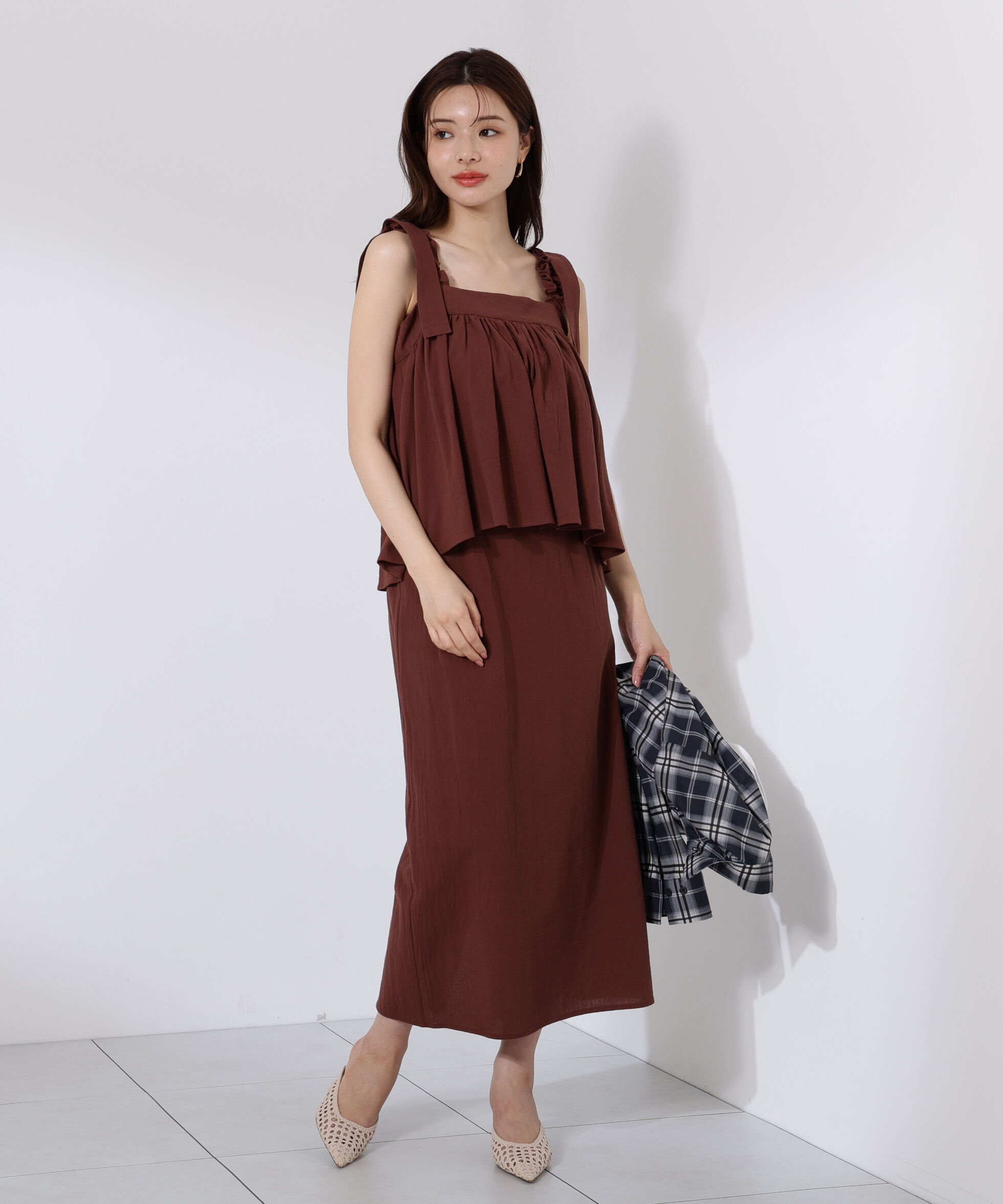 PROPORTION BODY DRESSING「《EDIT COLOGNE》リボンキャミセットアップ」|ワンピース|ブラウン