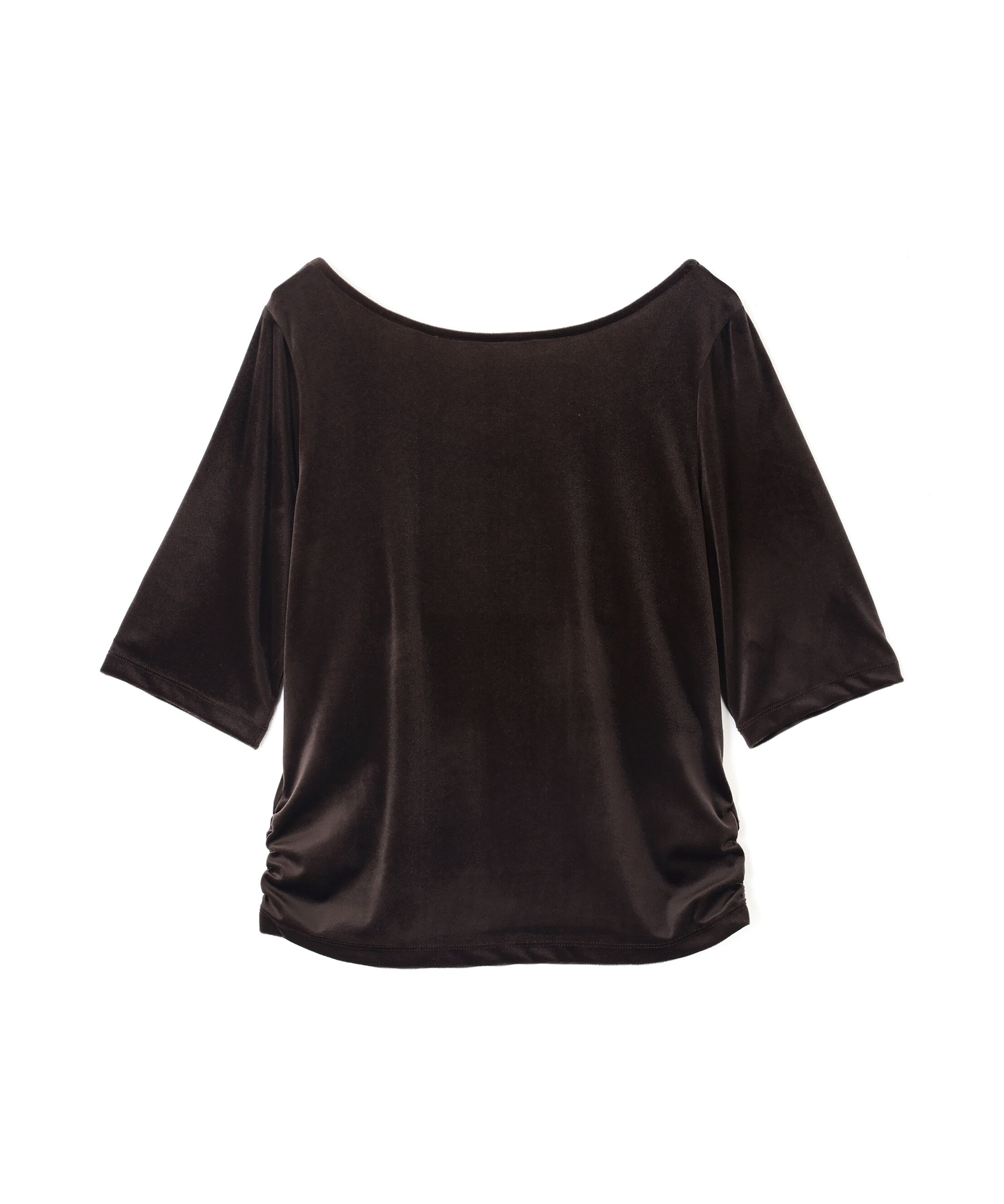 PROPORTION BODY DRESSING「＜ハンドウォッシャブル＞シアーベロア5分袖トップス」|Tシャツ・カットソー|