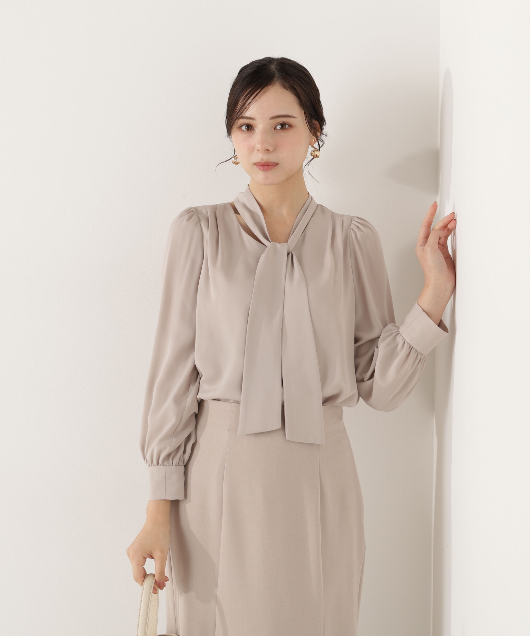 PROPORTION BODY DRESSING「＜ウォッシャブル＞2wayリボンタック付きブラウス」|シャツ・ブラウス|ベージュ