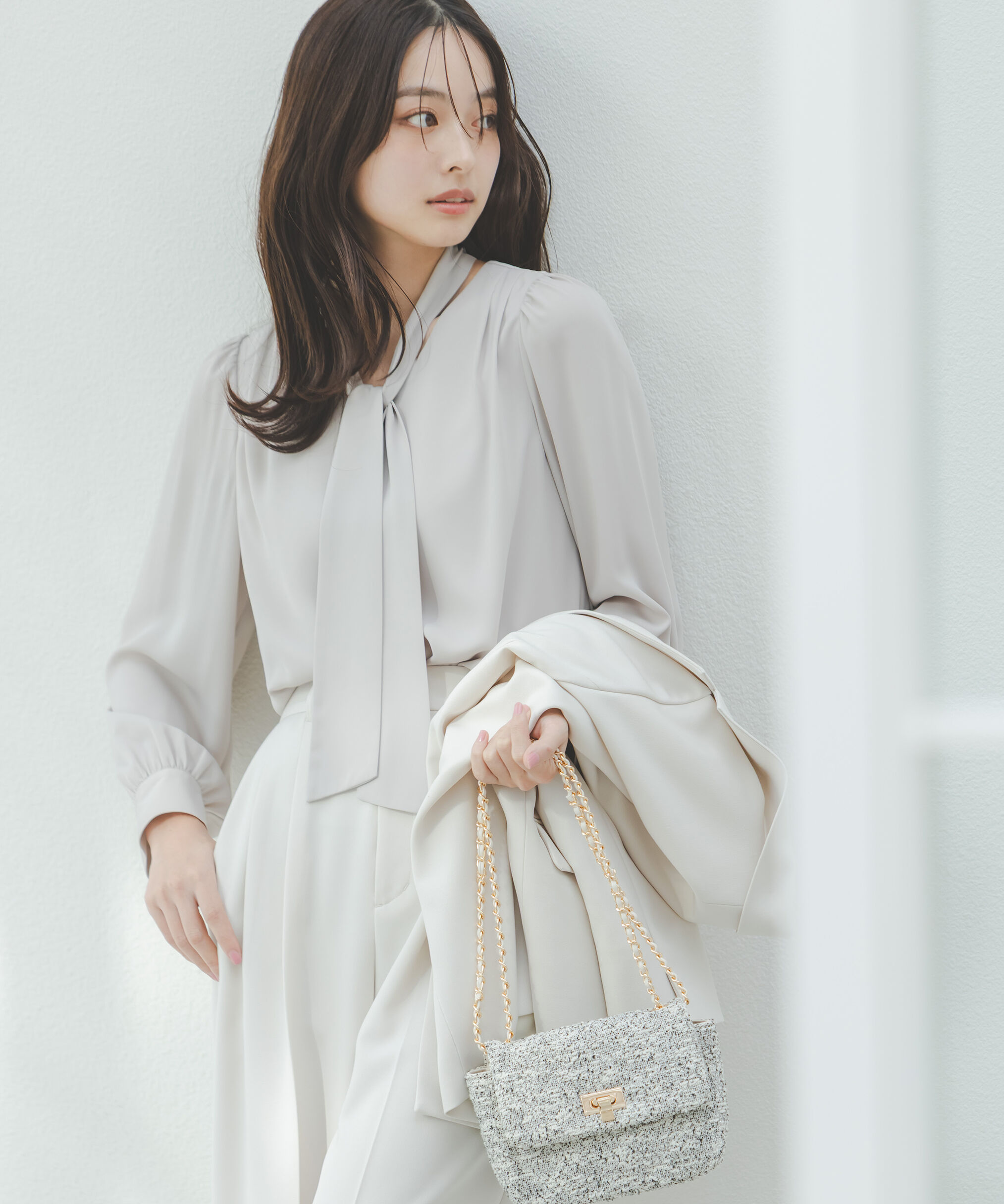 PROPORTION BODY DRESSING「＜ウォッシャブル＞2wayリボンタック付きブラウス」|シャツ・ブラウス|ブルー