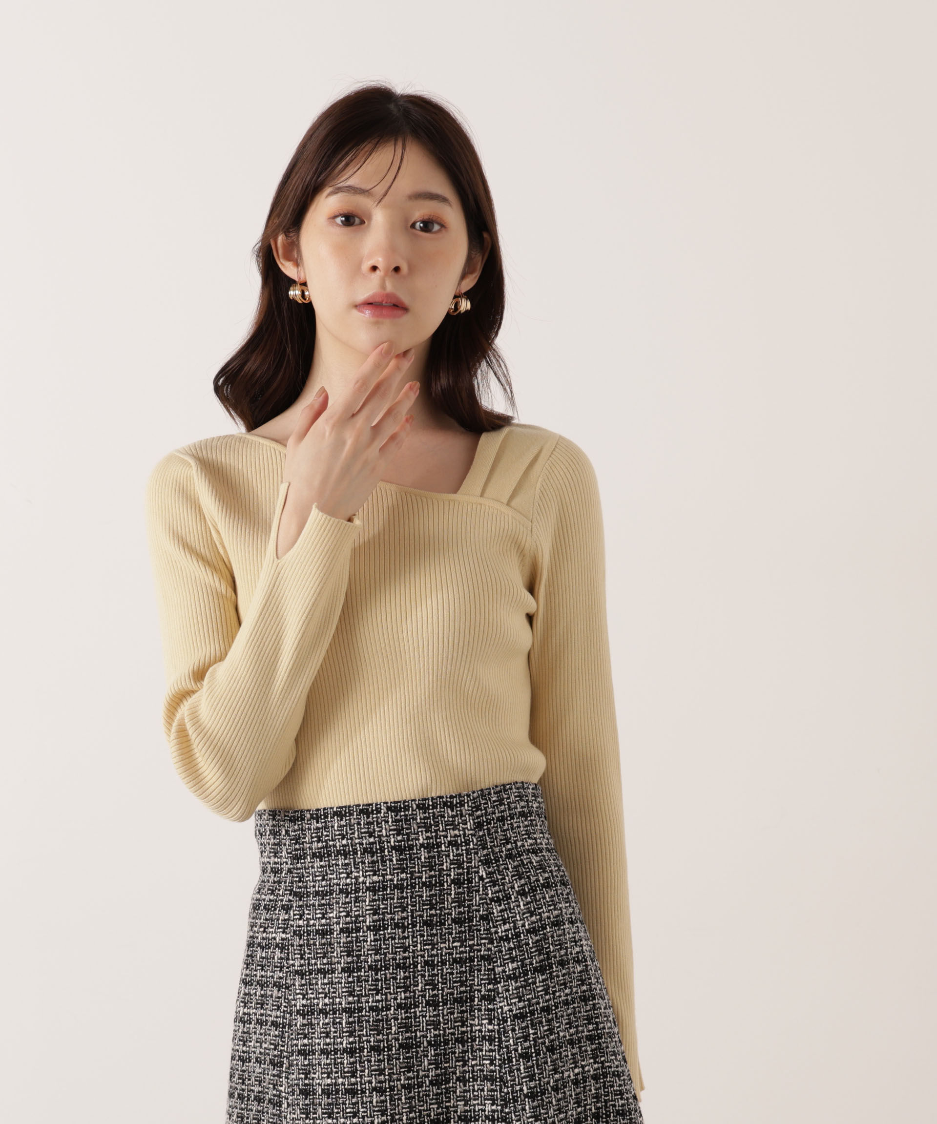 PROPORTION BODY DRESSING「アシメネックリブニット 25AW」|ニット・セーター|